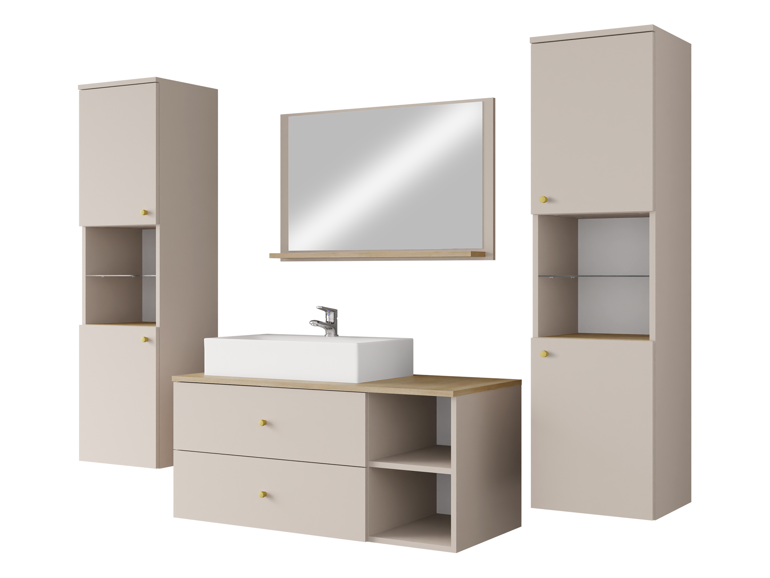 Badezimmer-Set Salus III (Kaschmir + Eiche)