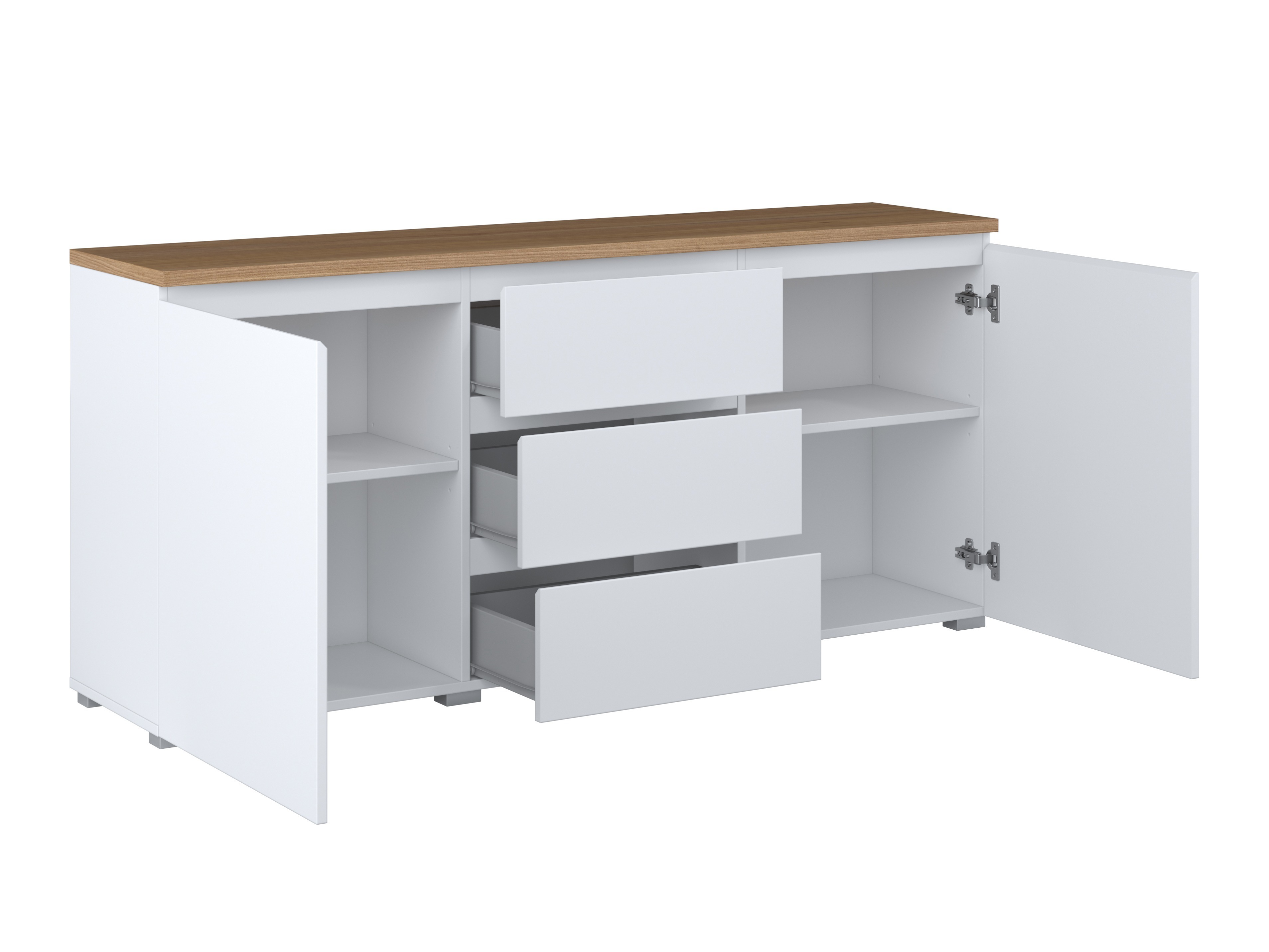 Kommode Baletu 106 (Weiss + Eiche)
