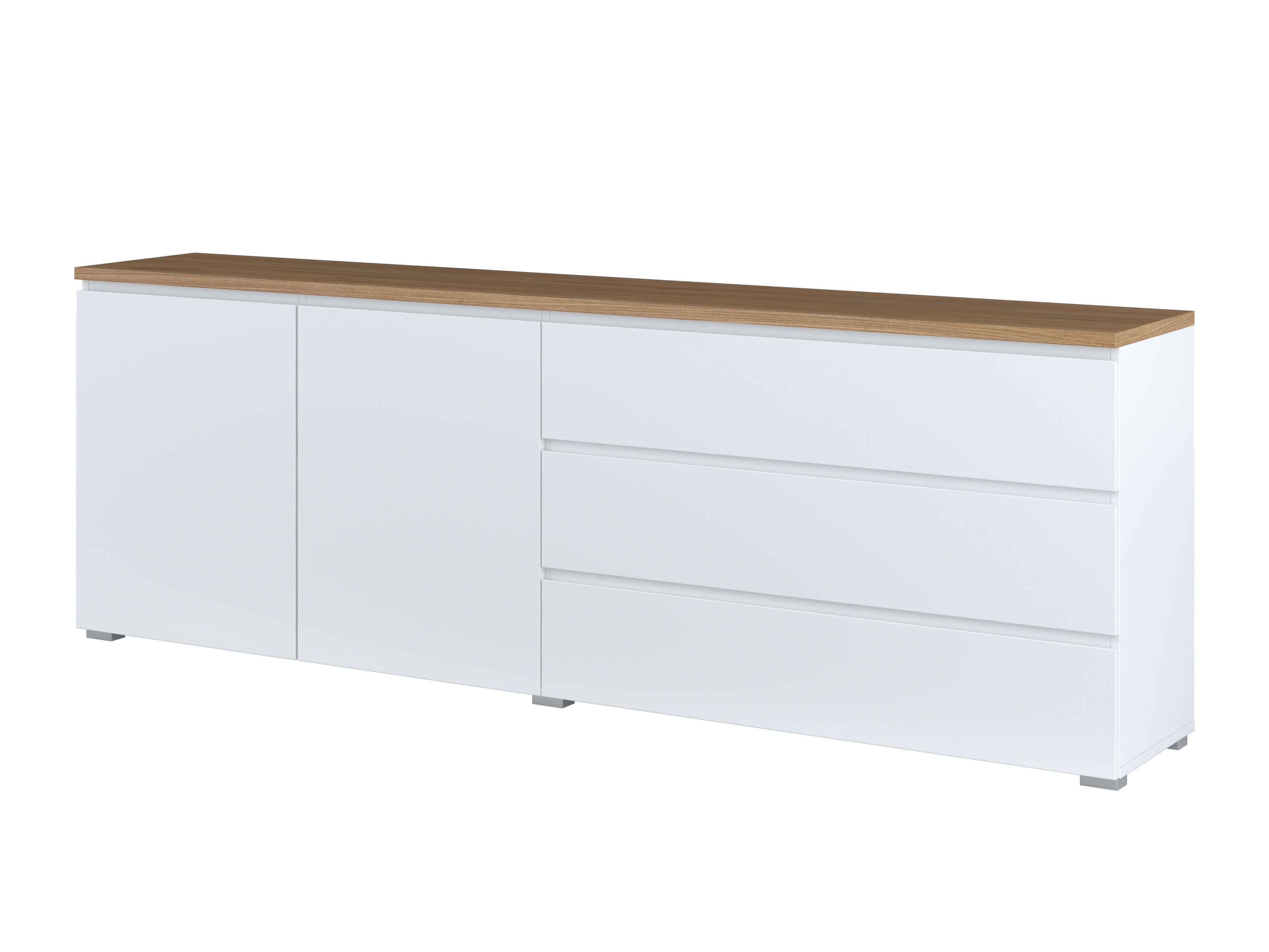 Kommode Baletu 107 (Weiss + Eichenholzoptik)