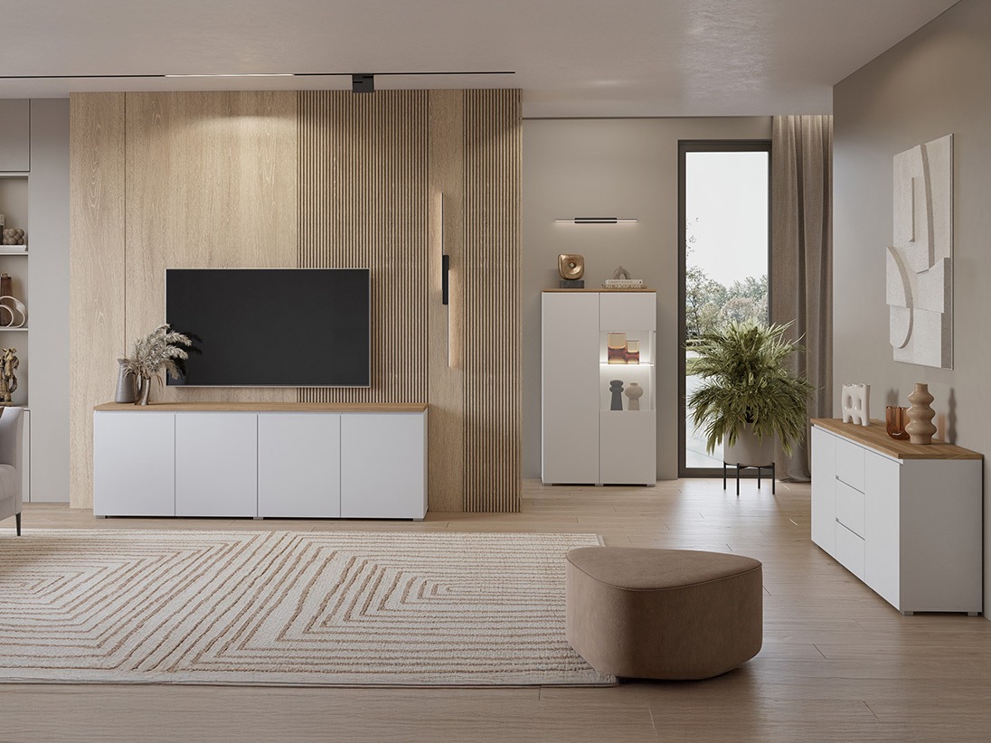 Kommoden Baletu 106 (Weiss + Eichenholzoptik)