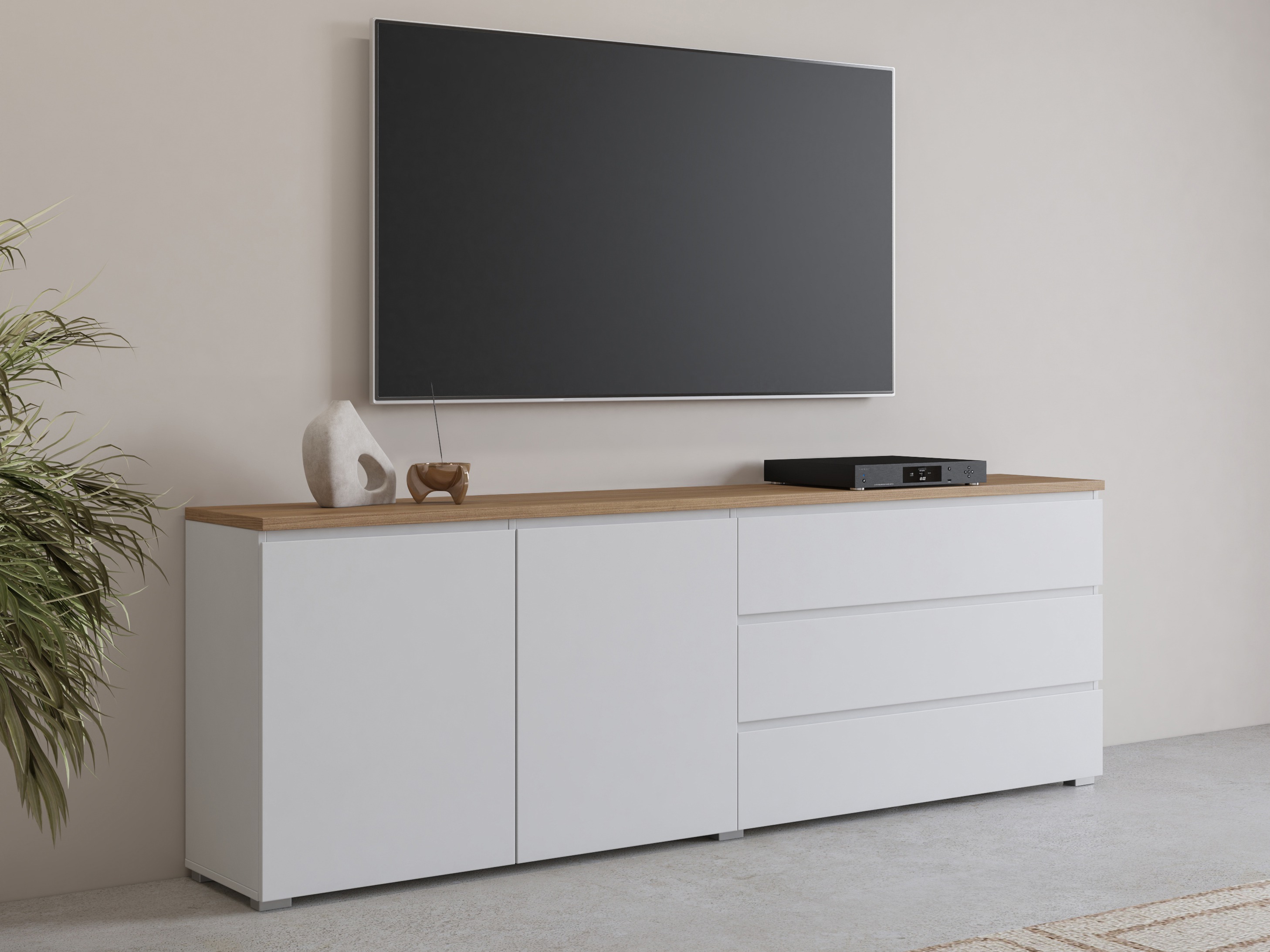 Kommoden Baletu 107 (Weiss + Eichenholzoptik)