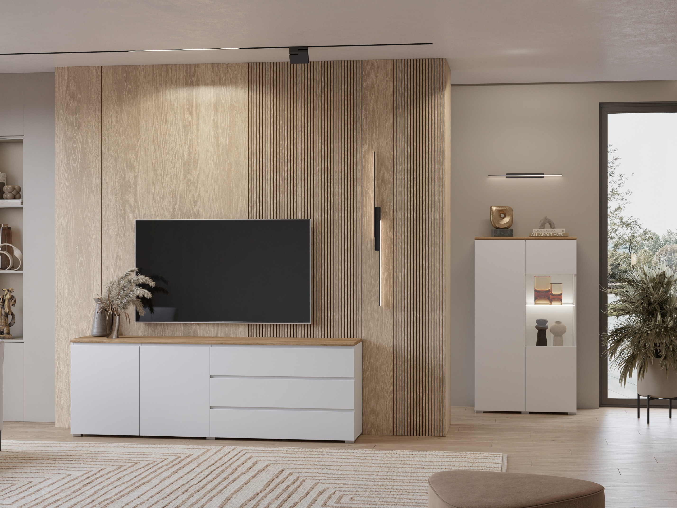 Kommoden Baletu 107 (Weiss + Eichenholzoptik)