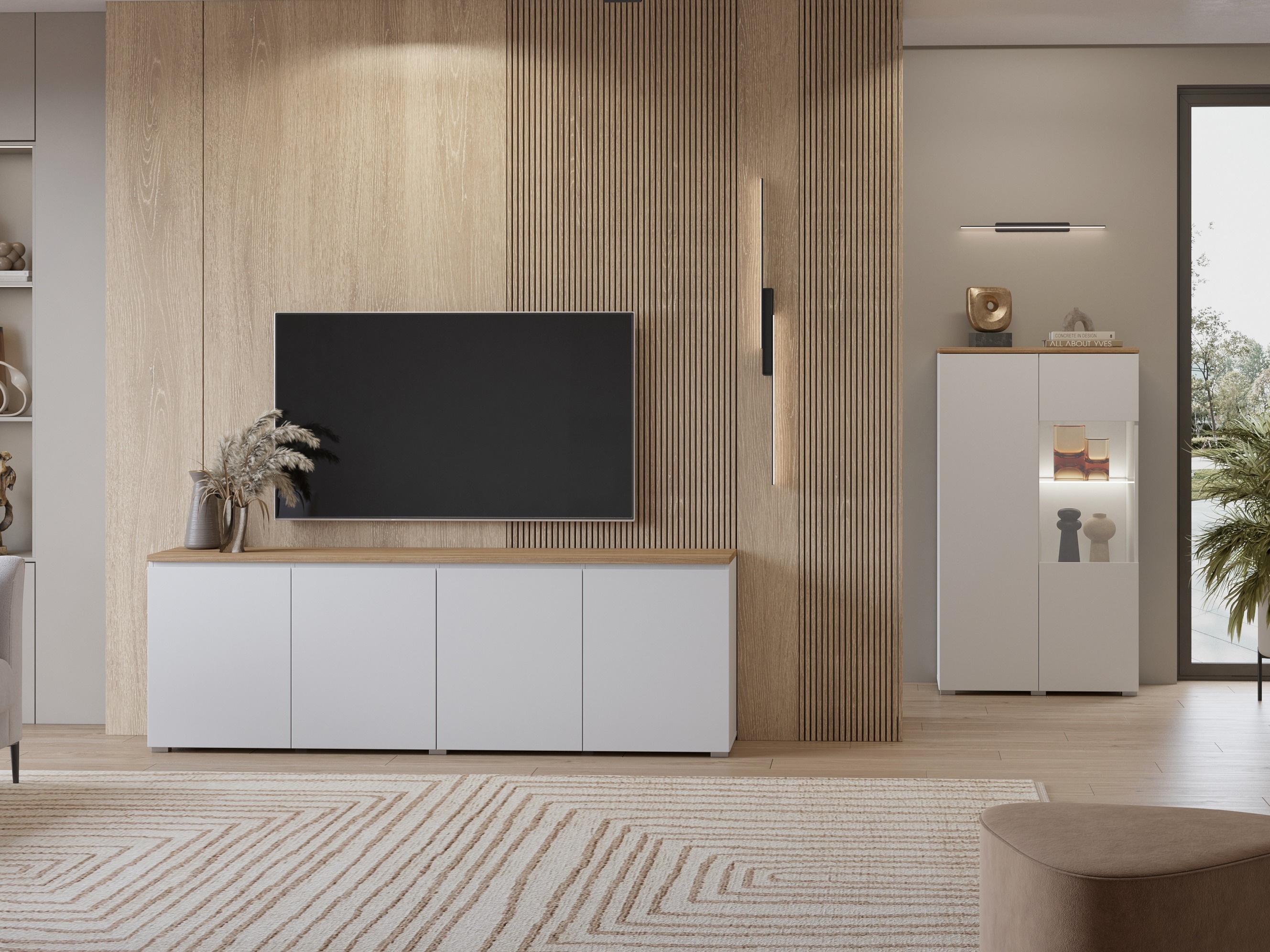Sideboard Baletu 105 (Weiss + Eichenholzoptik)