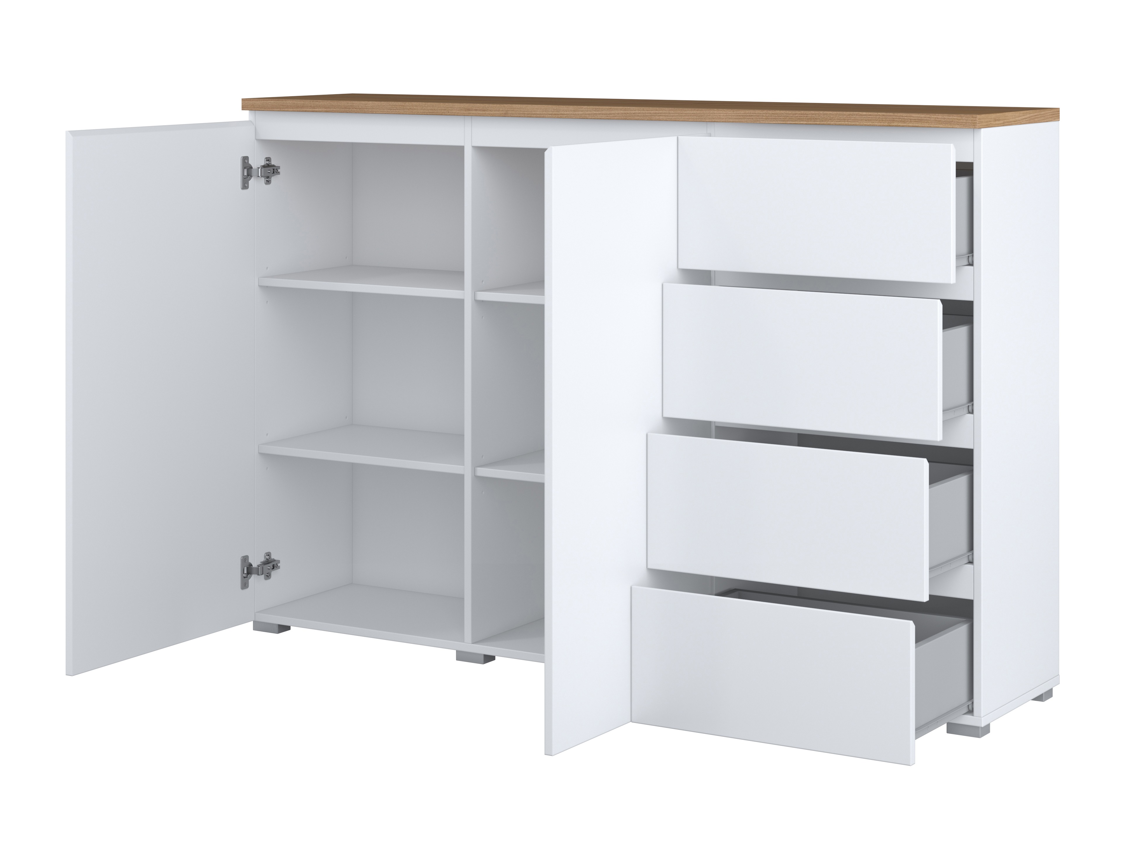 Kommoden Baletu 109 (Weiss + Eichenholzoptik)