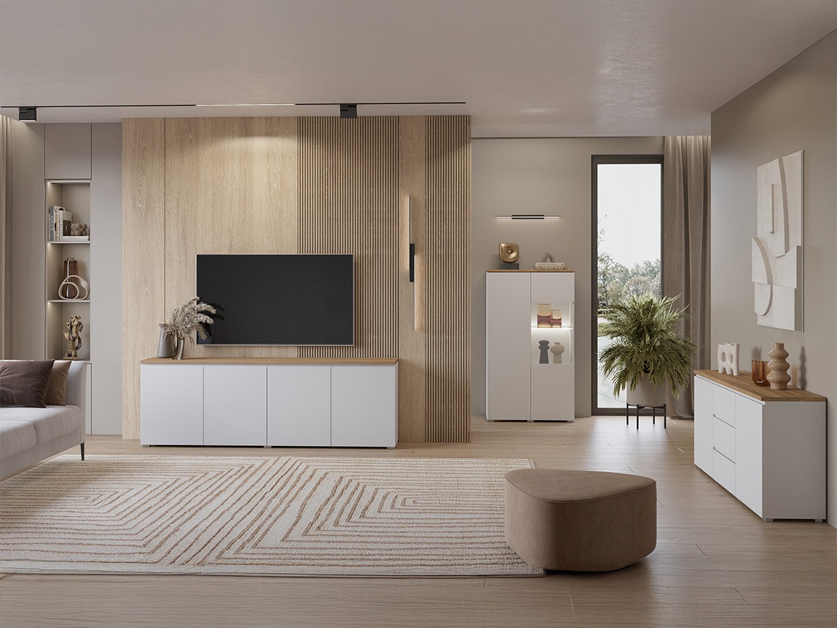 Regal Baletu 108 (Weiss + Eichenholzoptik)