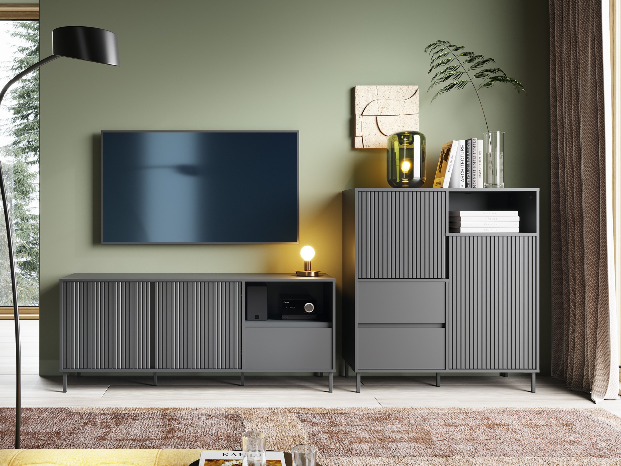 Wohnzimmer-Set Ruvrevi 106 (Anthrazit)