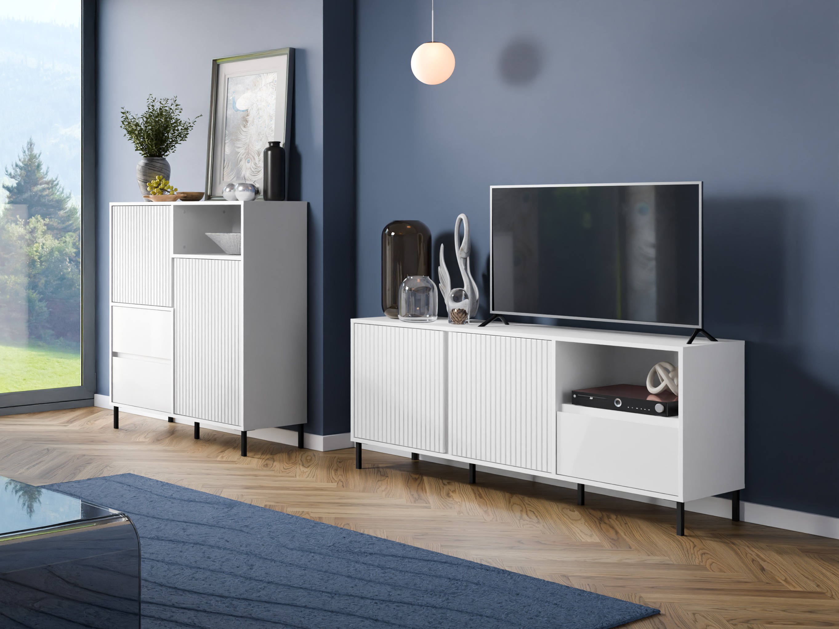 Wohnzimmer-Set Ruvrevi 106 (Weiss)