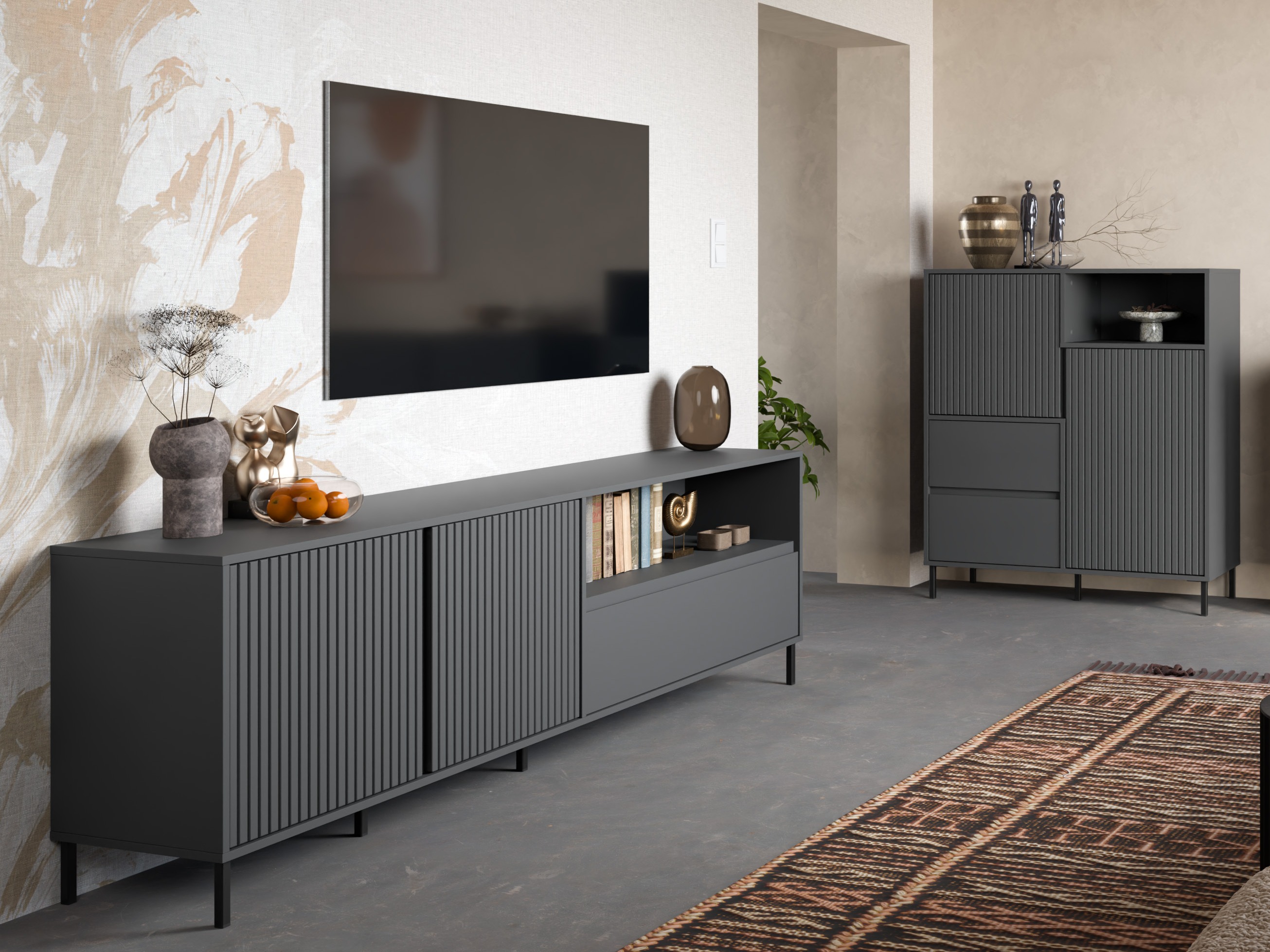 Wohnzimmer-Sets Ruvrevi 105 (Anthrazit)