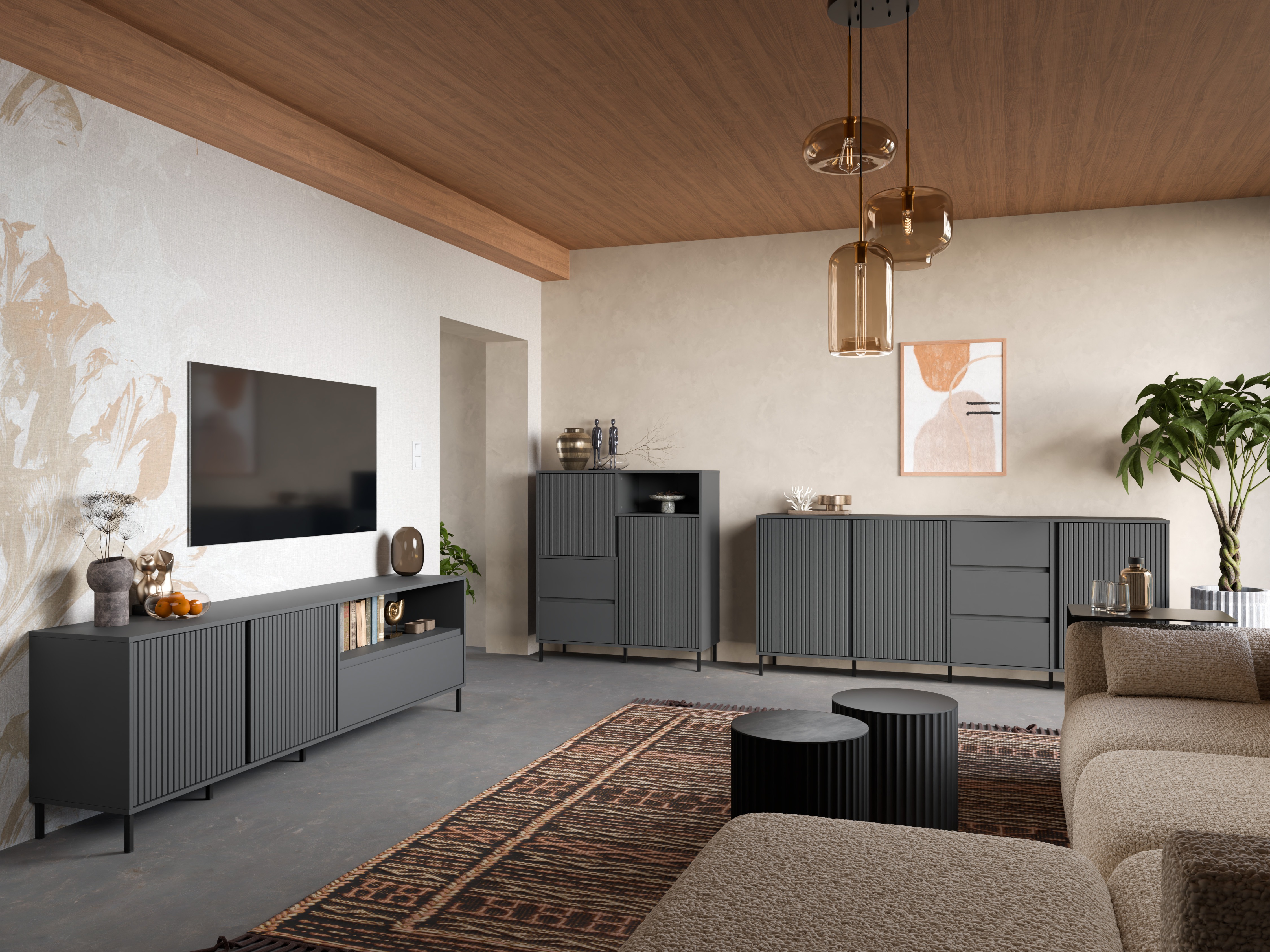 Wohnzimmer-Sets Ruvrevi 105 (Anthrazit)