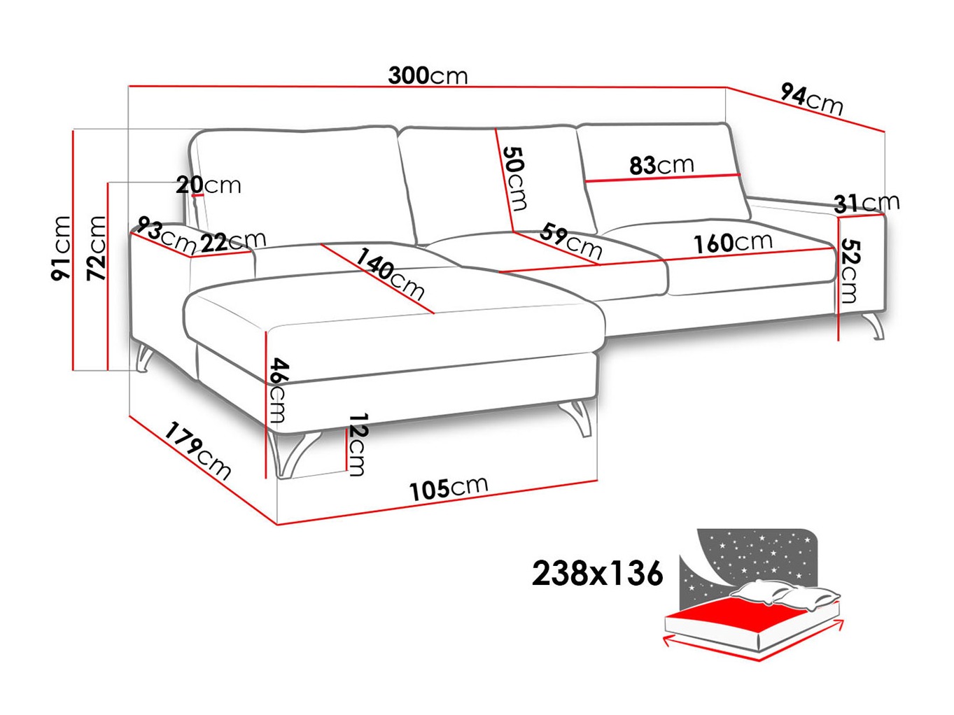 Ecksofa ComfiDream Lyrana I (Verita 80)