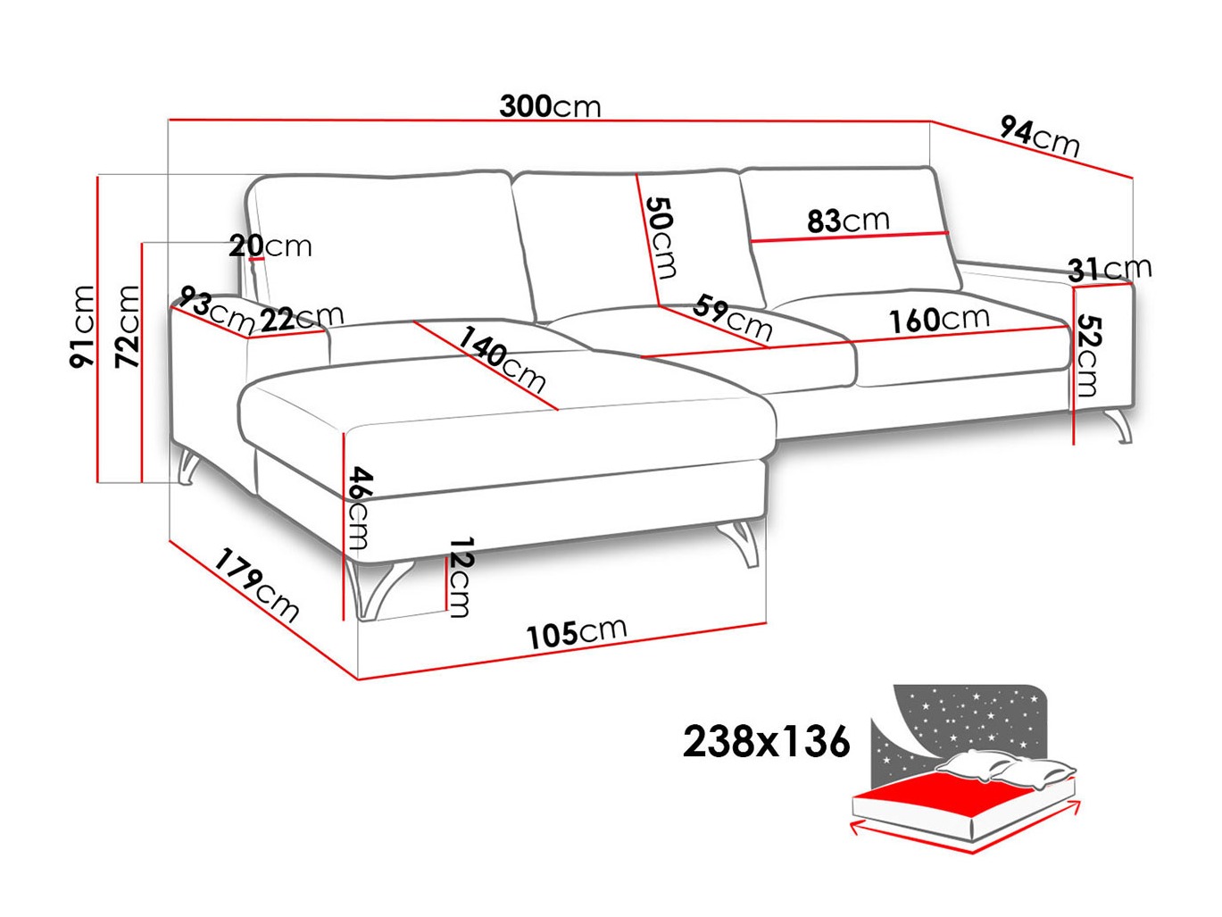 Ecksofa ComfiDream Lyrana I (Verita 88)