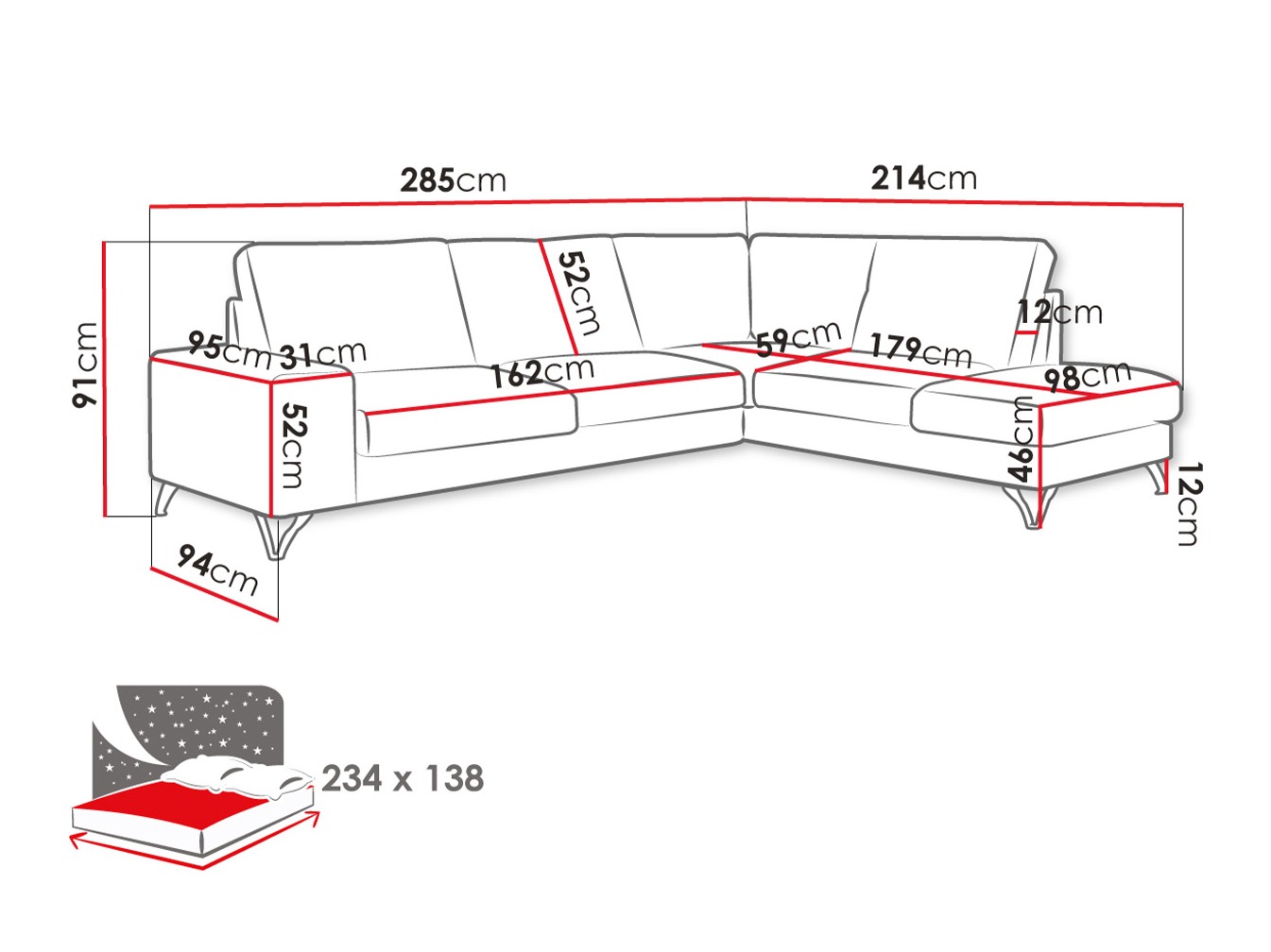 Ecksofa ComfiDream Lyrana II (Verita 28)