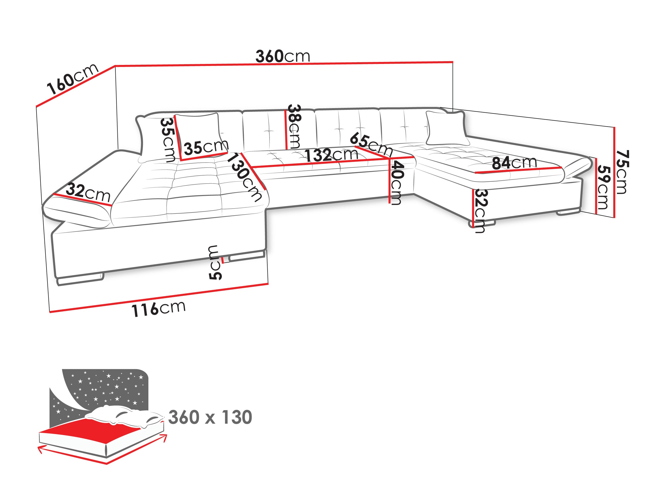 Ecksofa Comfivo Ficus II (Piano 17)