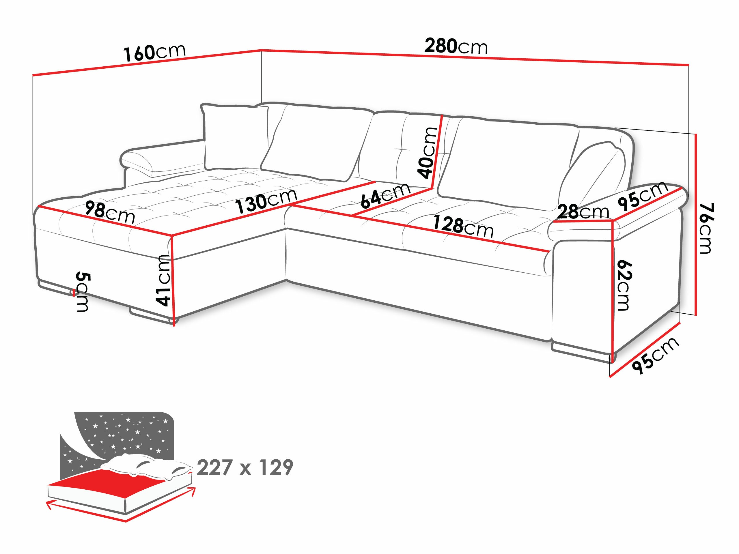 Ecksofa Comfivo 129 (Lux 05 + Lux 06)