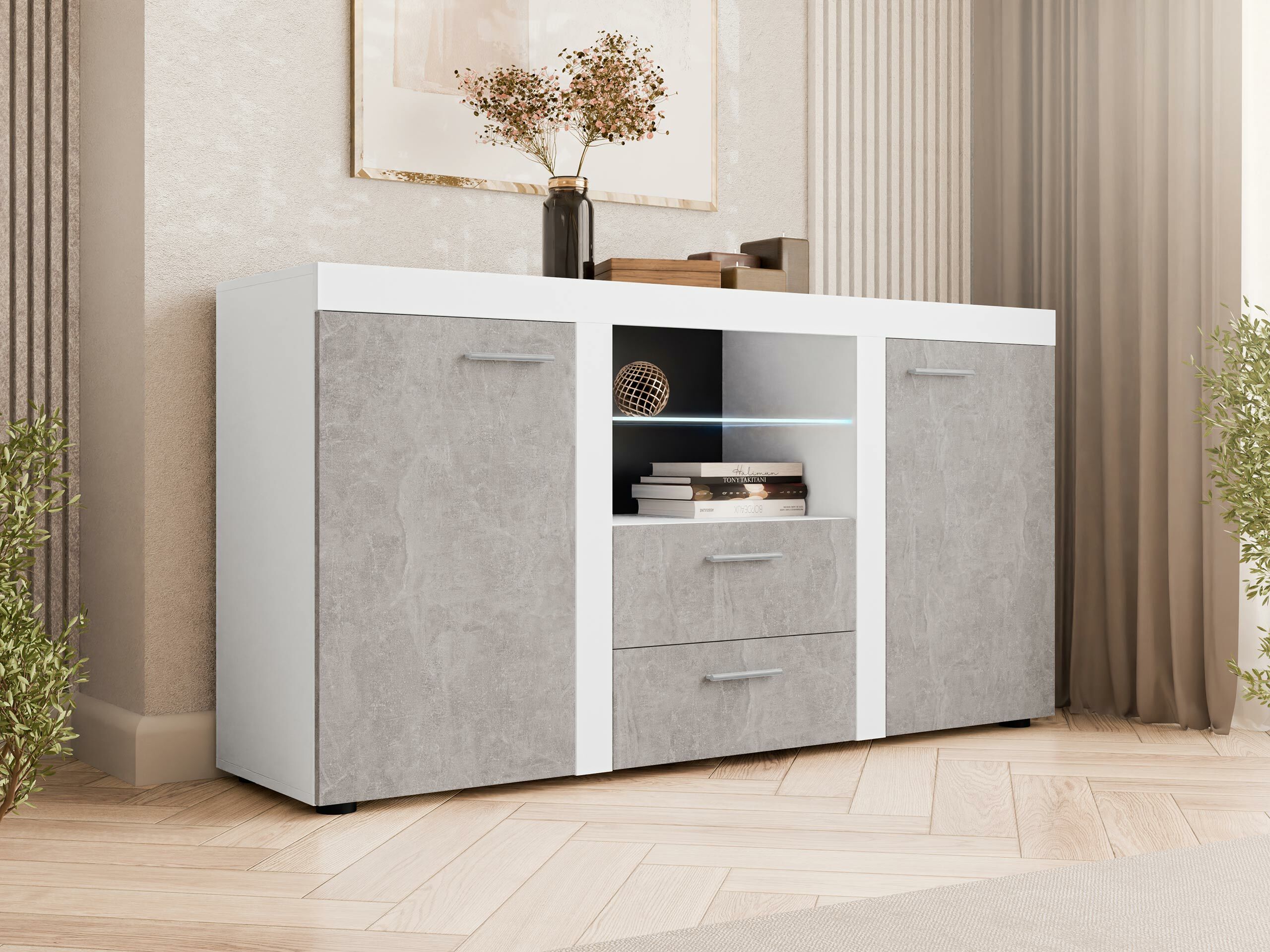 Kommode Univio (Weiss + Beton)