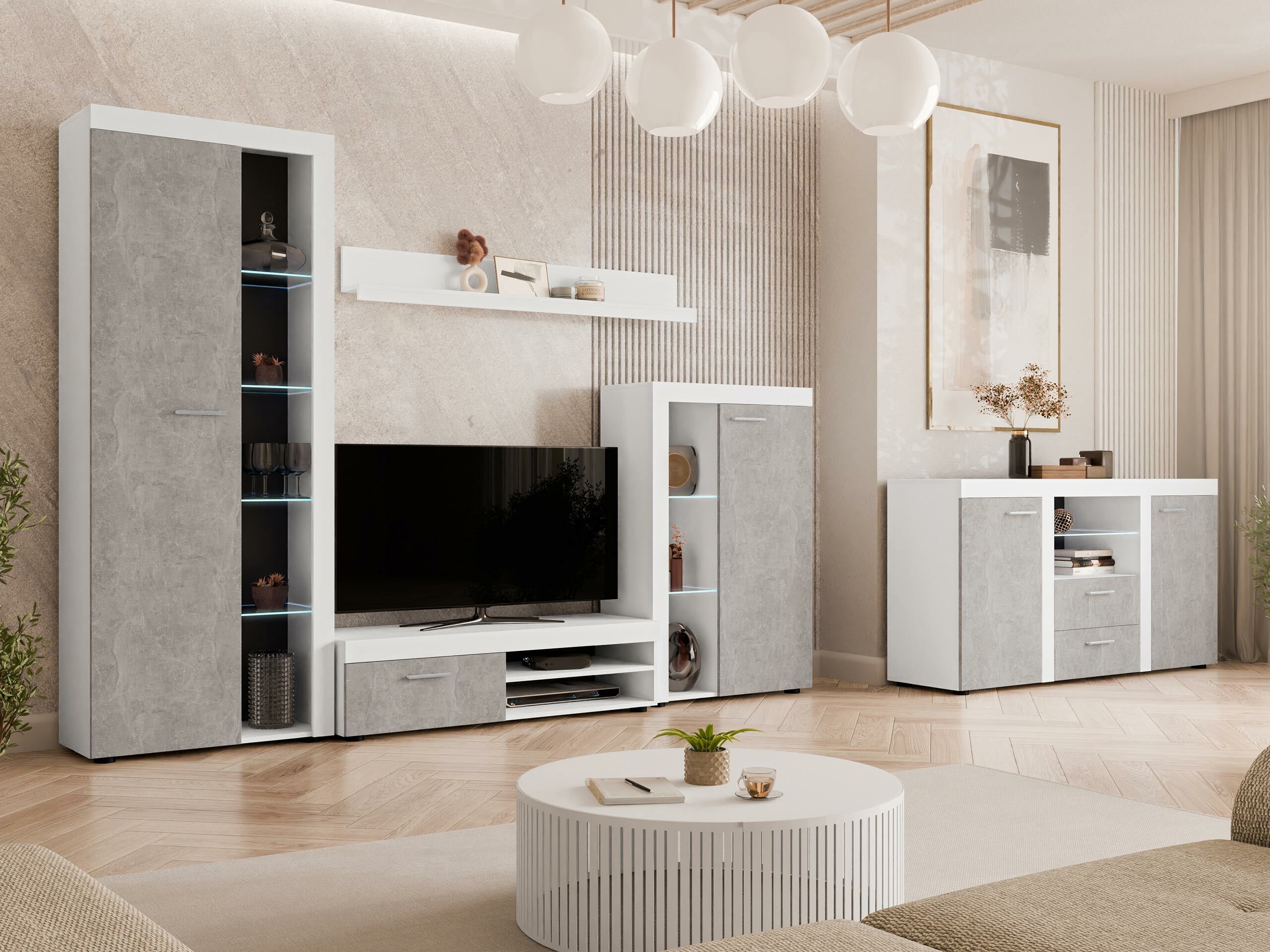 Kommode Univio (Weiss + Beton)