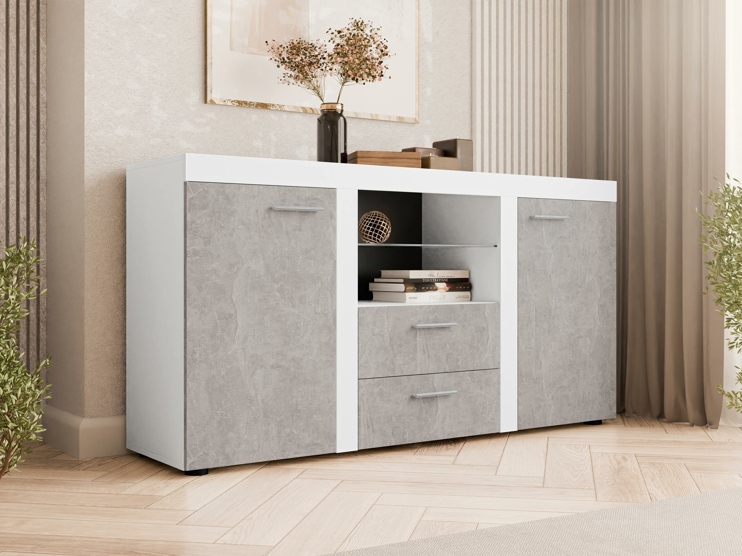 Kommoden Tucson 104 (Weiss + Beton)