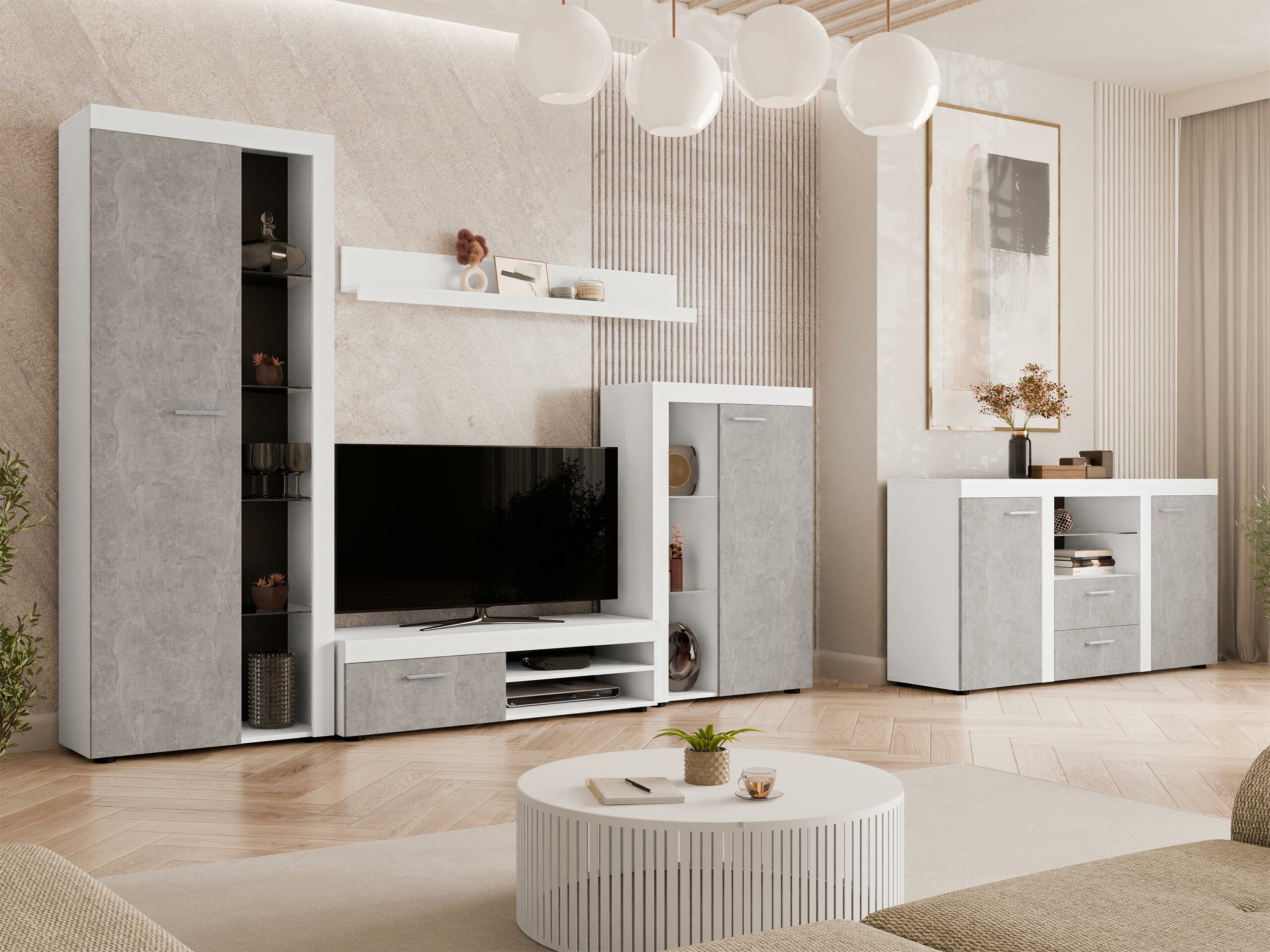 Kommoden Tucson 104 (Weiss + Beton)