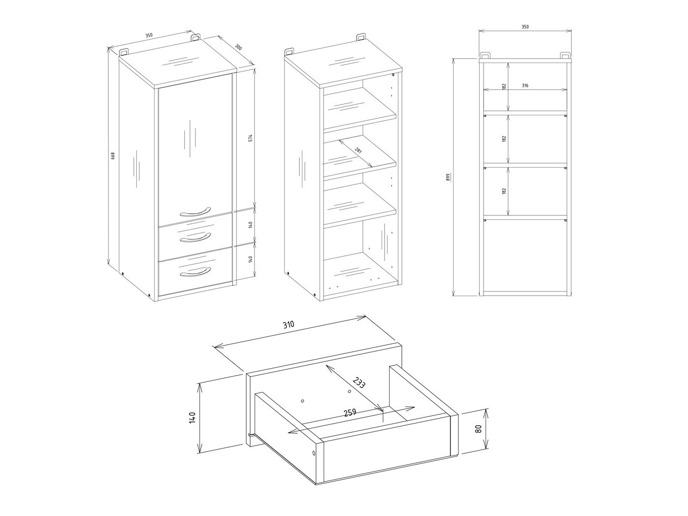 Wandhängeschrank für Badezimmer Servou 115 (Weiss)