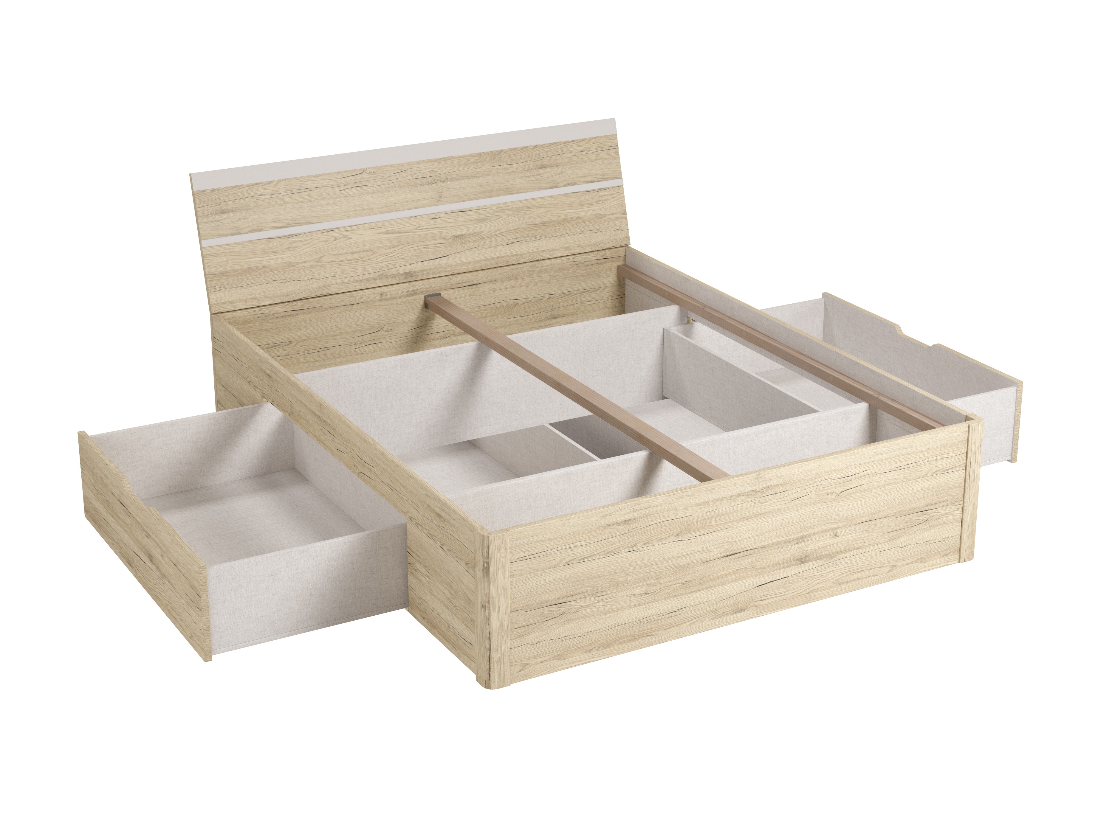 Bett Melvele 103 (San Remo Eichenholzoptik + Weiss)