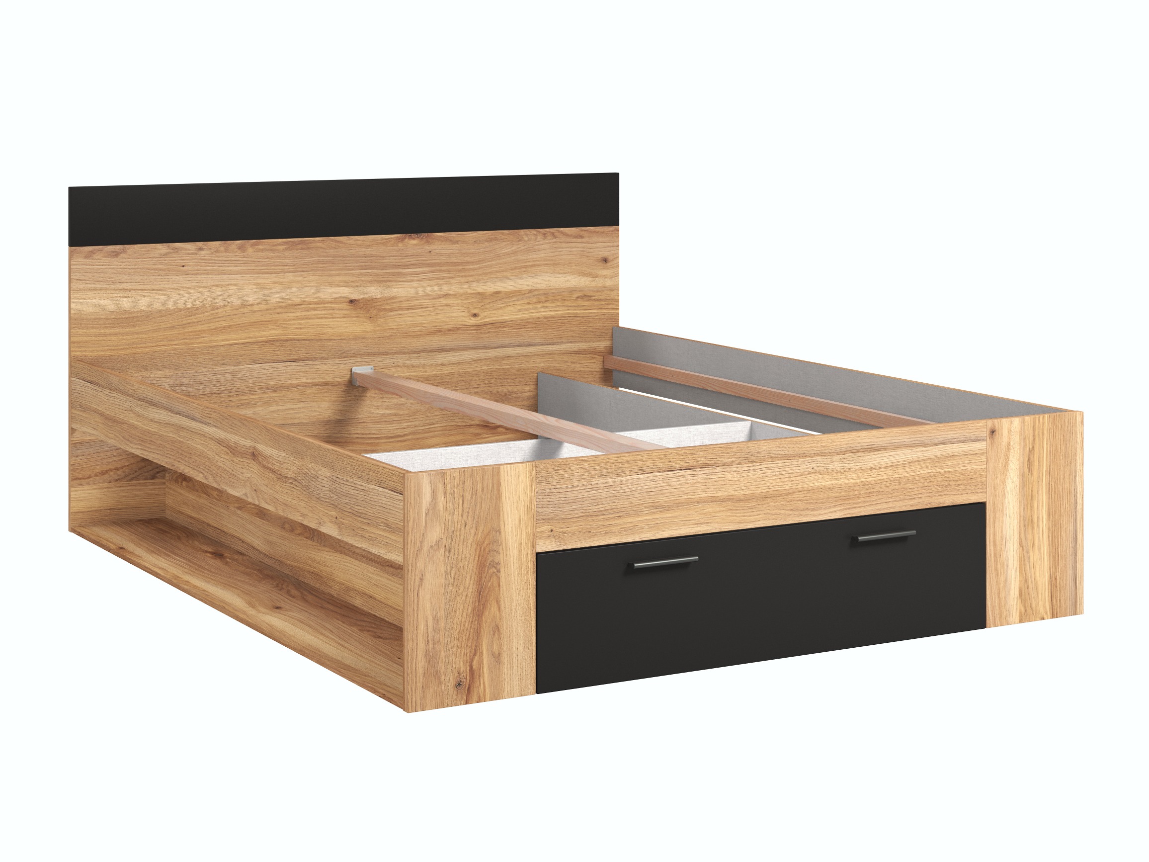 Bett Melvele 108 (Eiche + Schwarz)