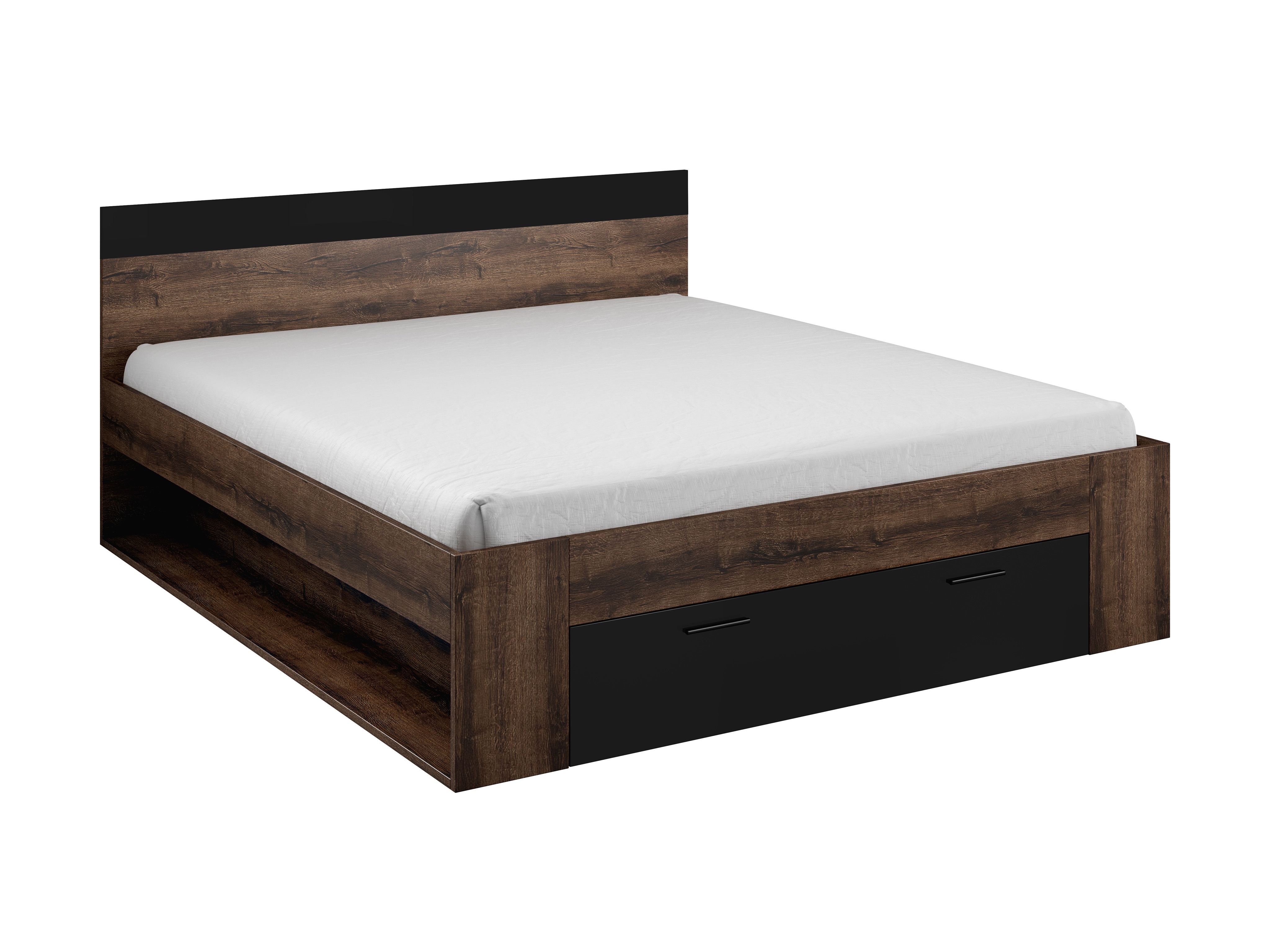 Bett Melvele 108 (Monastery Eichenholzoptik + Schwarz)