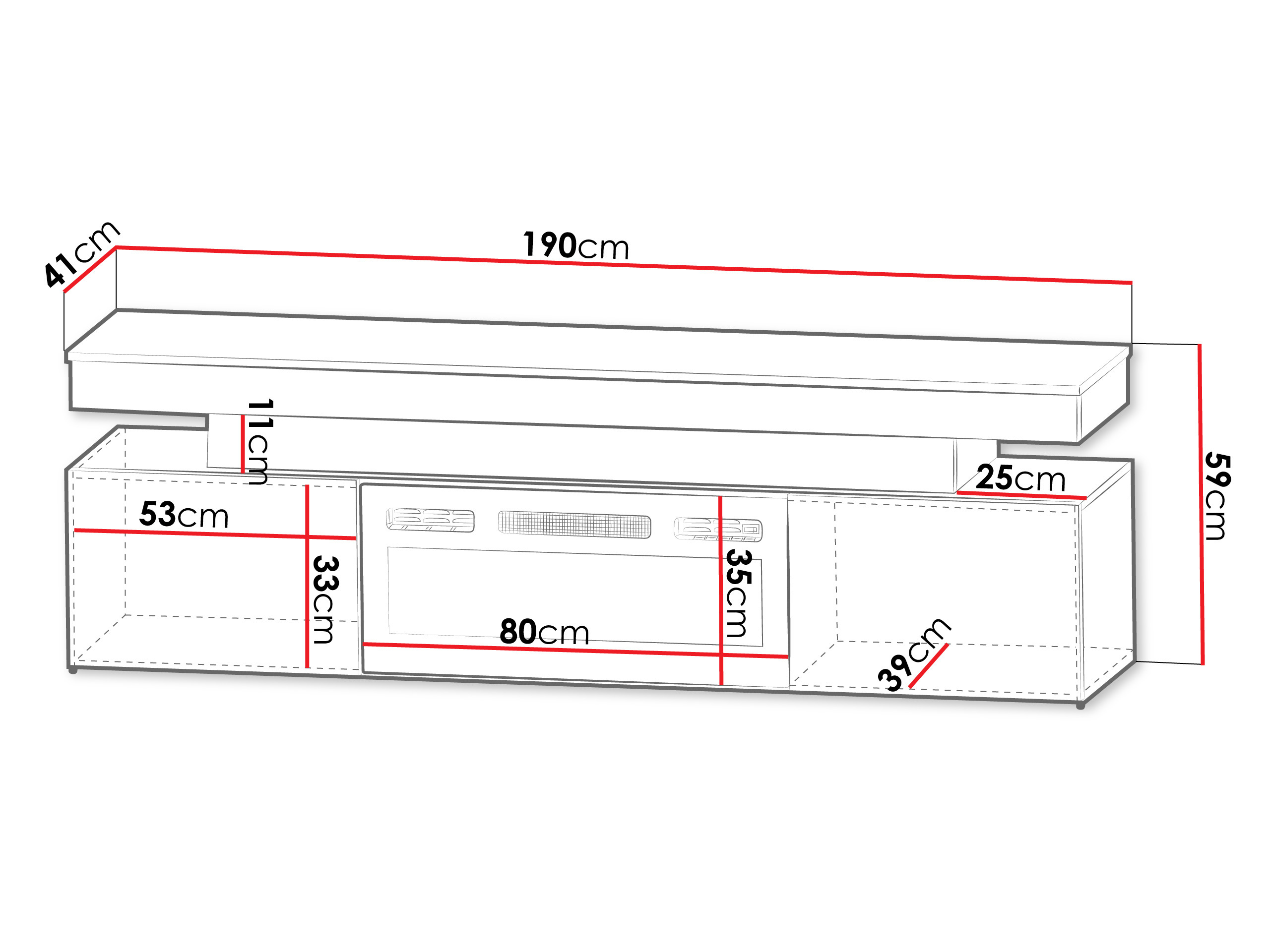 TV-Möbel Monfero 104 (Weiss + Weiss glänzend)