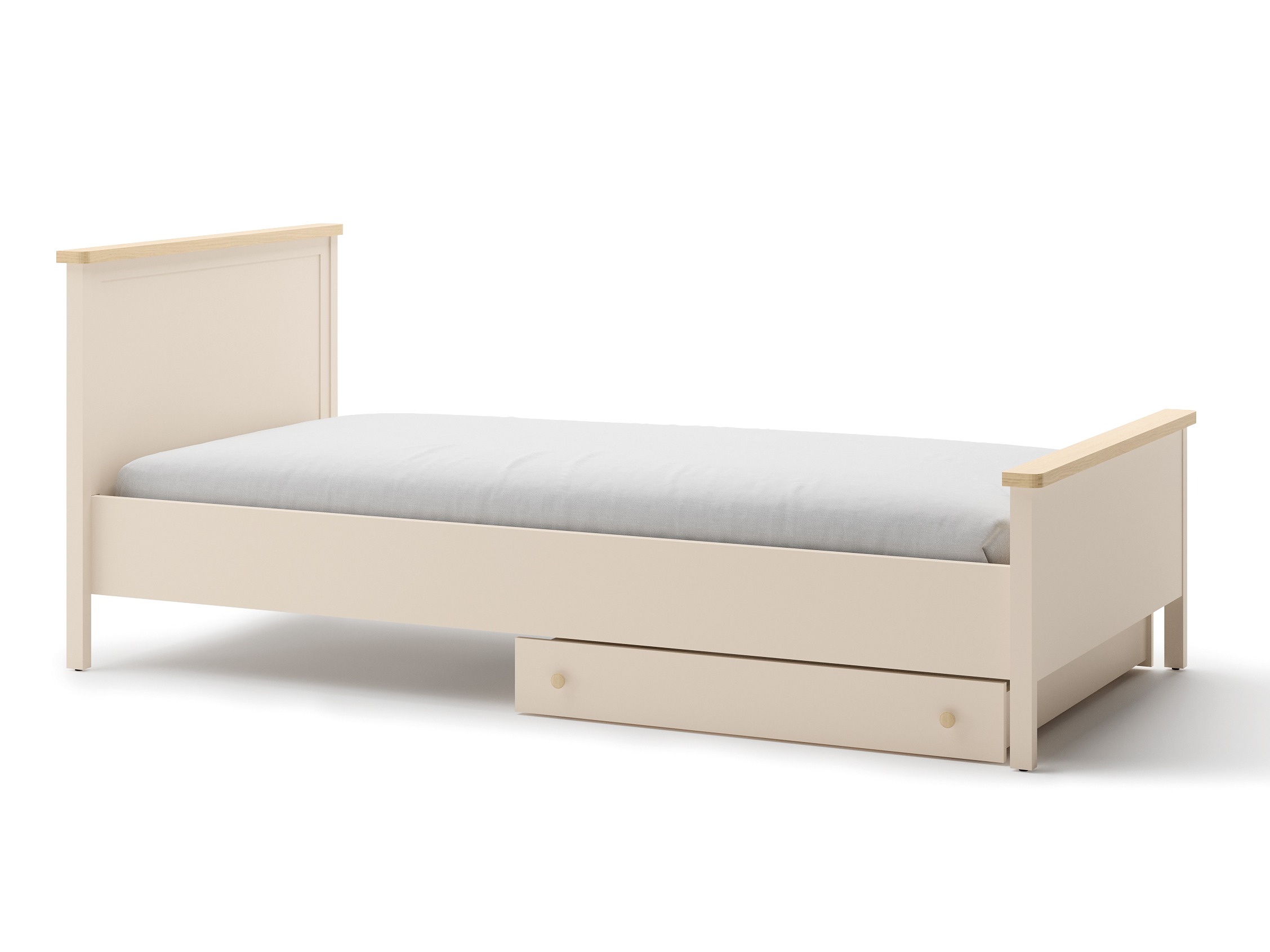 Bett Romelbo 148 (Beige + Eichenholzoptik)