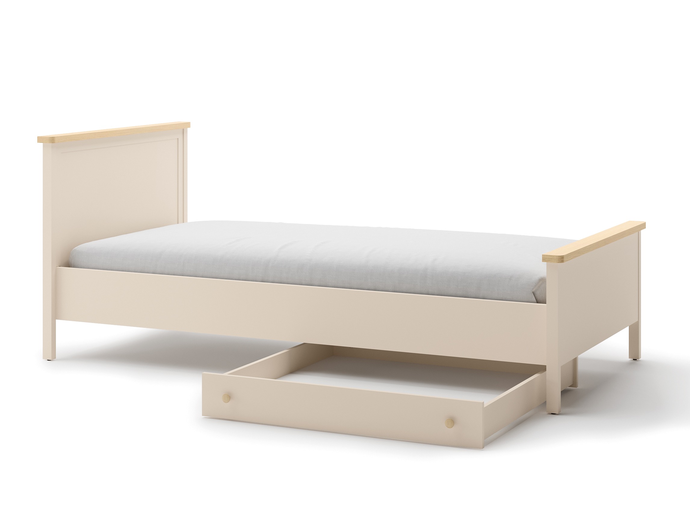 Bett Romelbo 148 (Beige + Eichenholzoptik)