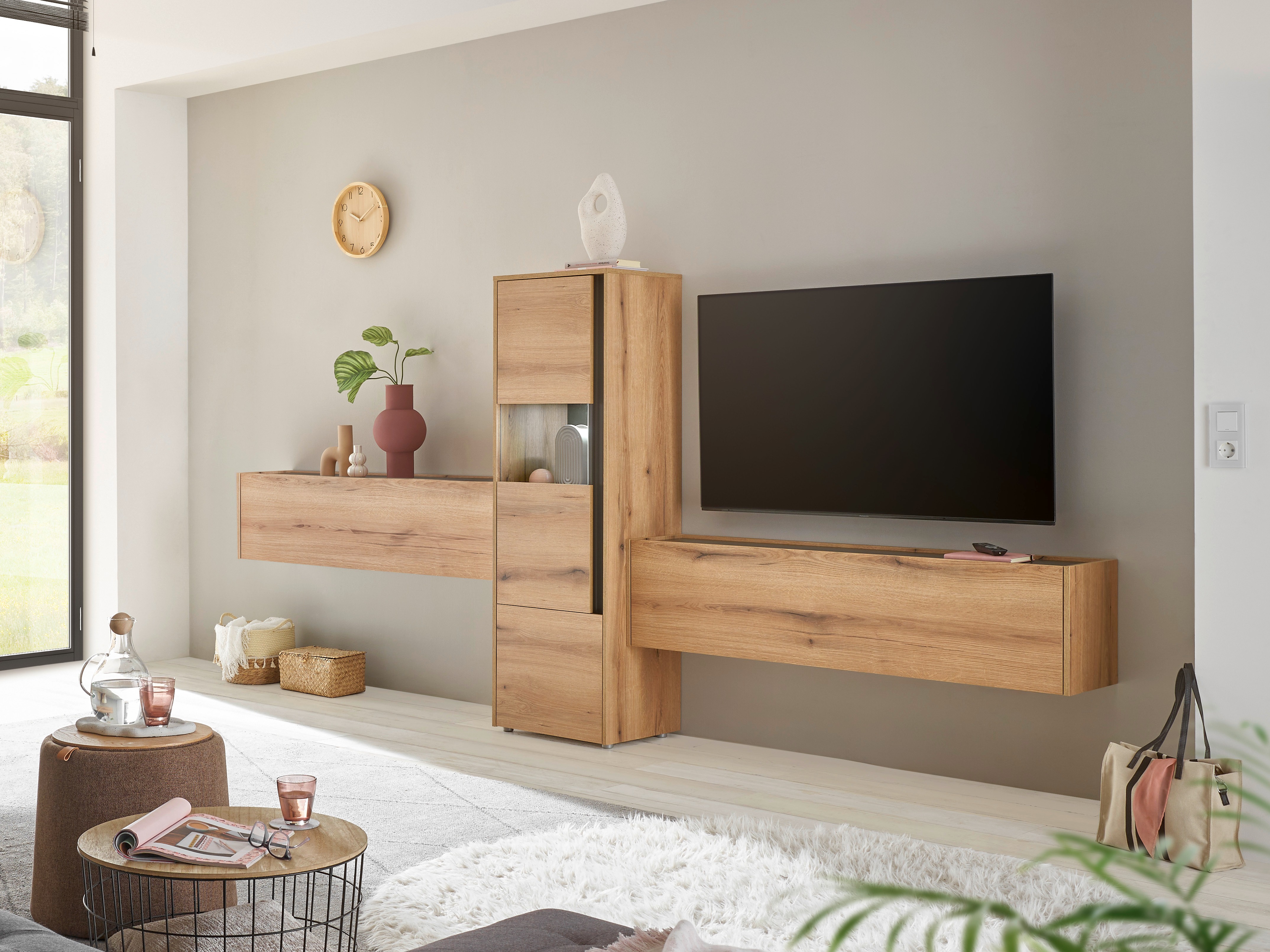 Wohnzimmer-Set Elbsori 122 (Eiche + Anthrazit)