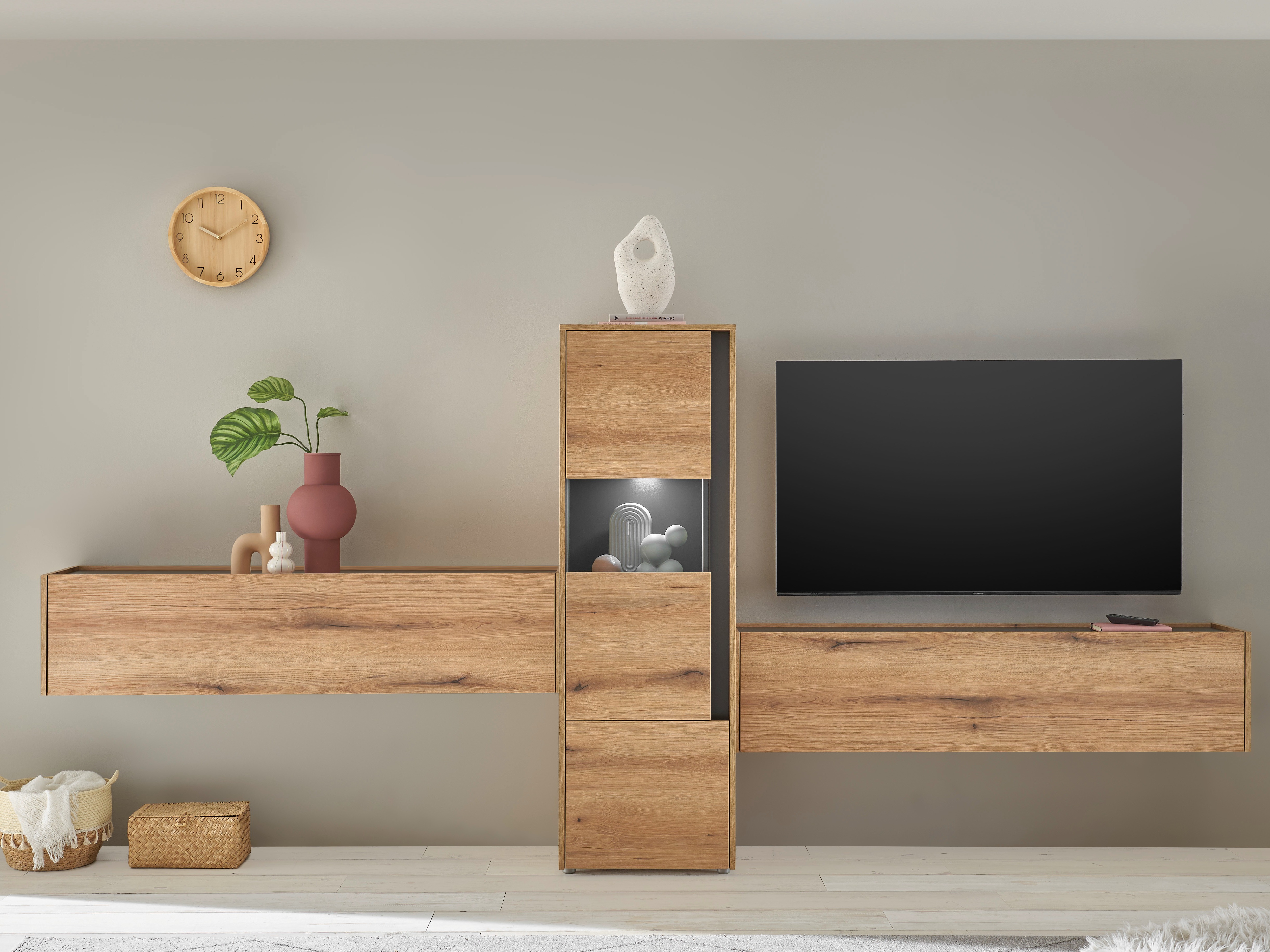 Wohnzimmer-Set Elbsori 122 (Eiche + Anthrazit)