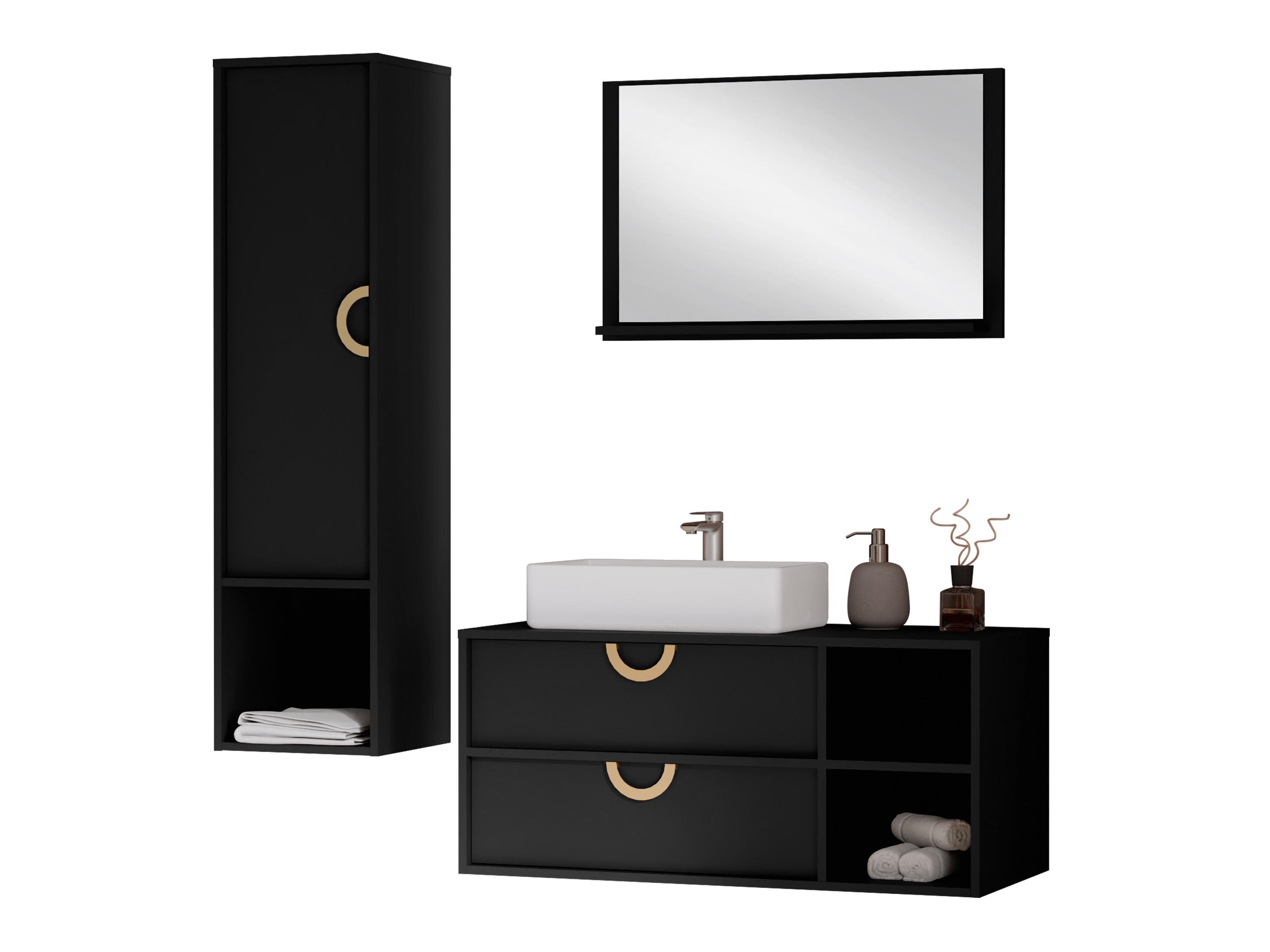 Badezimmer-Set Sodalis (Schwarz)