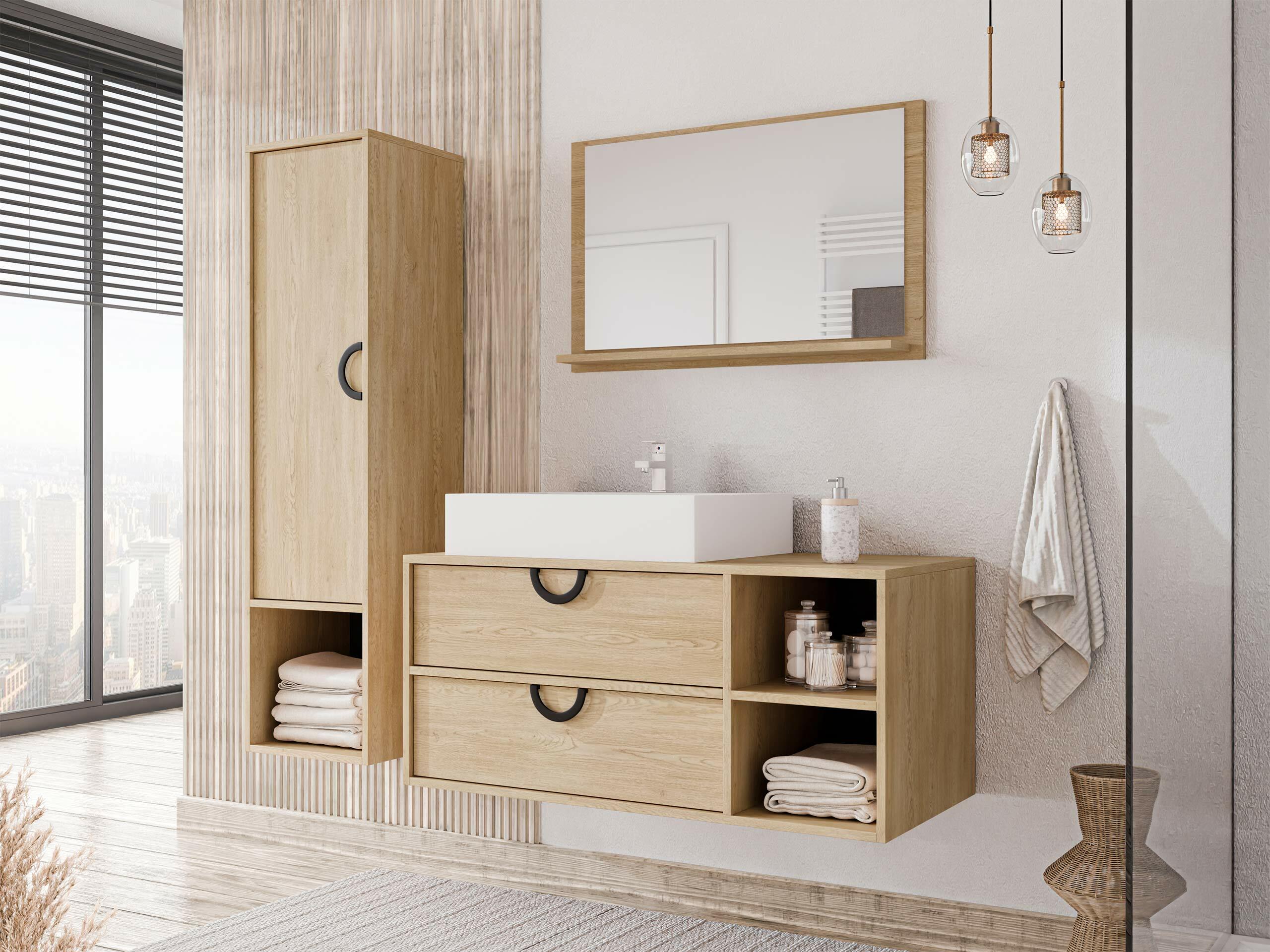 Wandhängeschrank für Badezimmer Providence 194 (Eichenholzoptik)