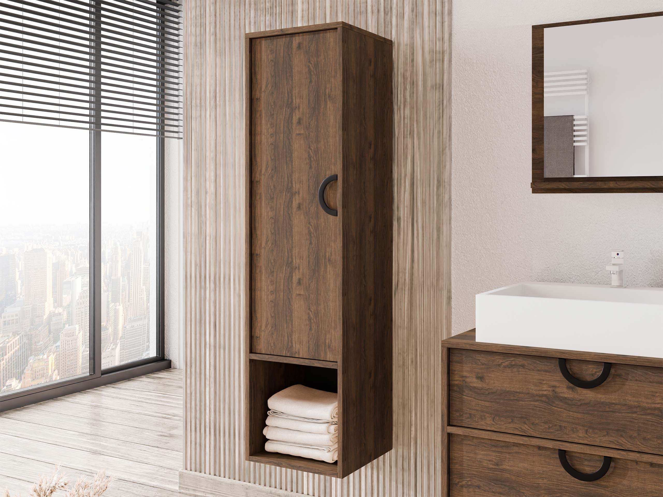 Wandhängeschrank für Badezimmer Providence 194 (Walnussholzoptik)