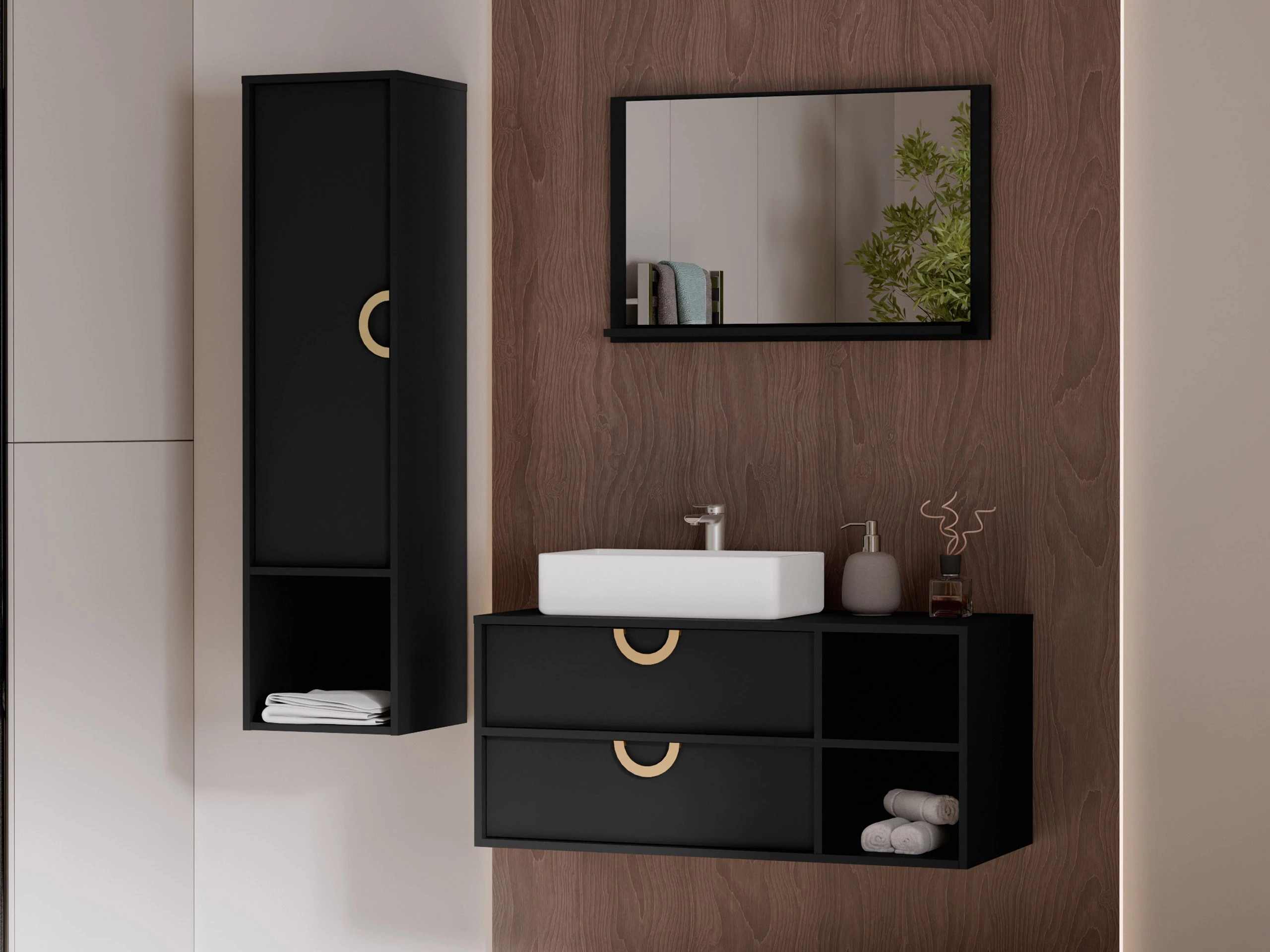Badezimmer-Set Sodalis (Schwarz)