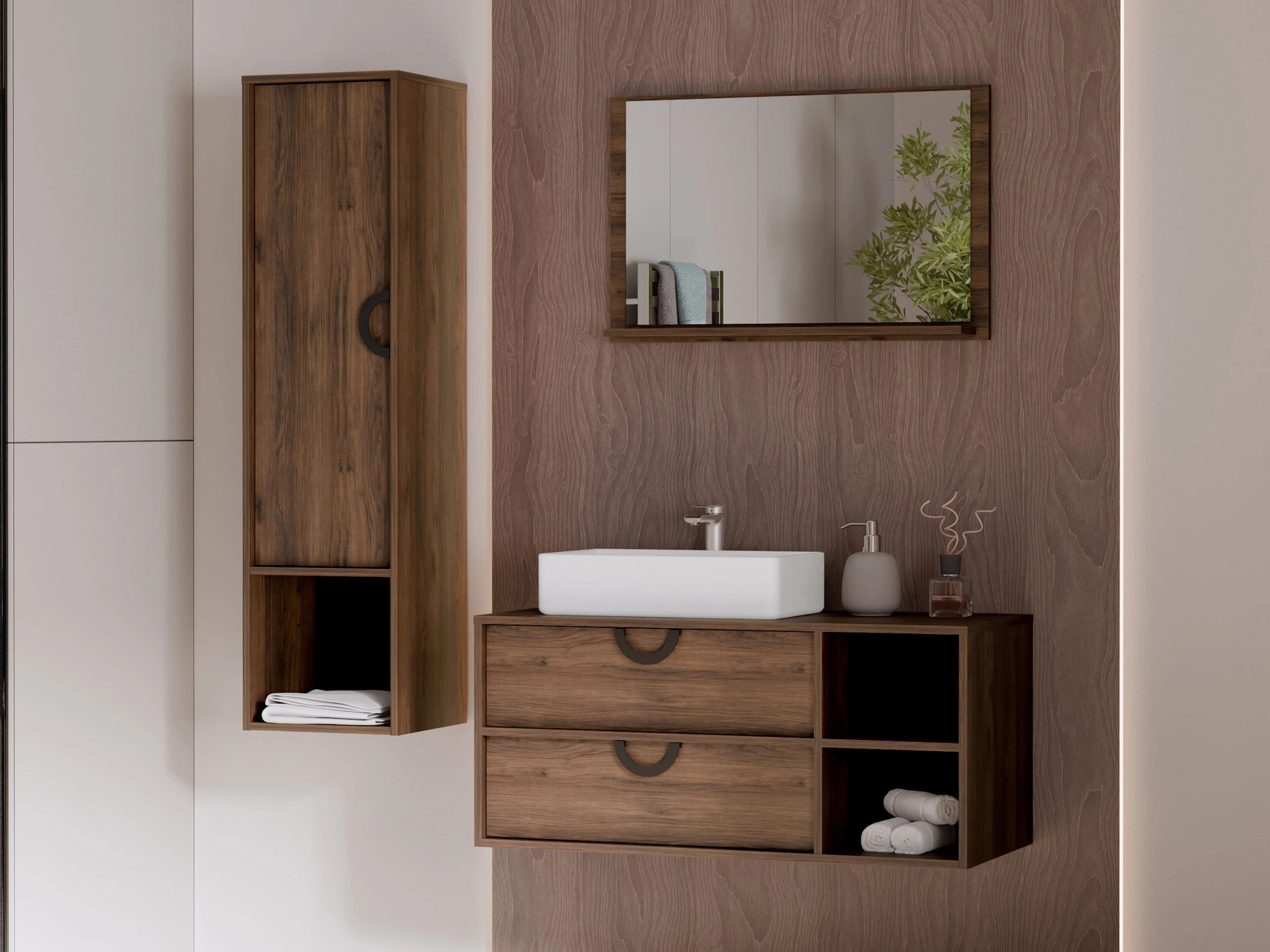 Badezimmer-Set Sodalis (Walnussholzoptik)