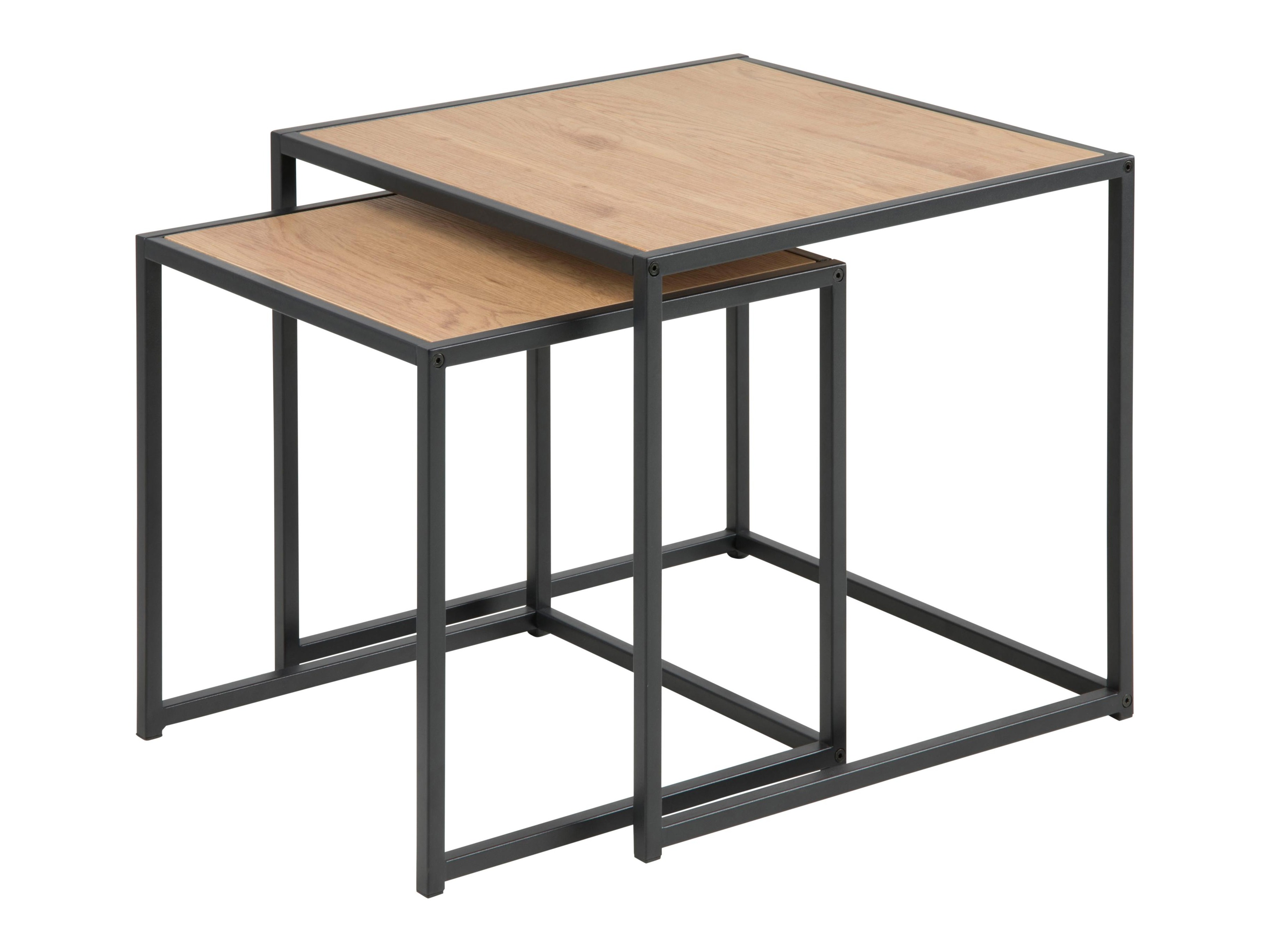 Satz beistelltische Norsica 461 (Wildeichenholzoptik + Schwarz)