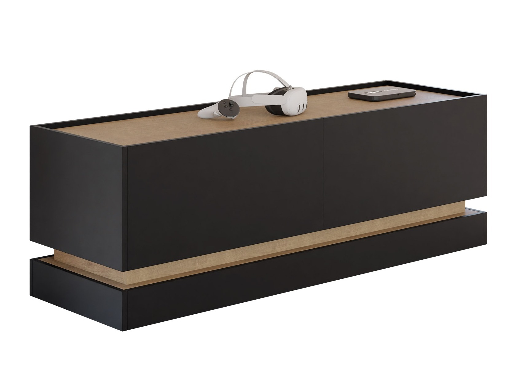 TV-Möbel Comfivo Dalvenu 105 (Schwarz + Eichenholzoptik)