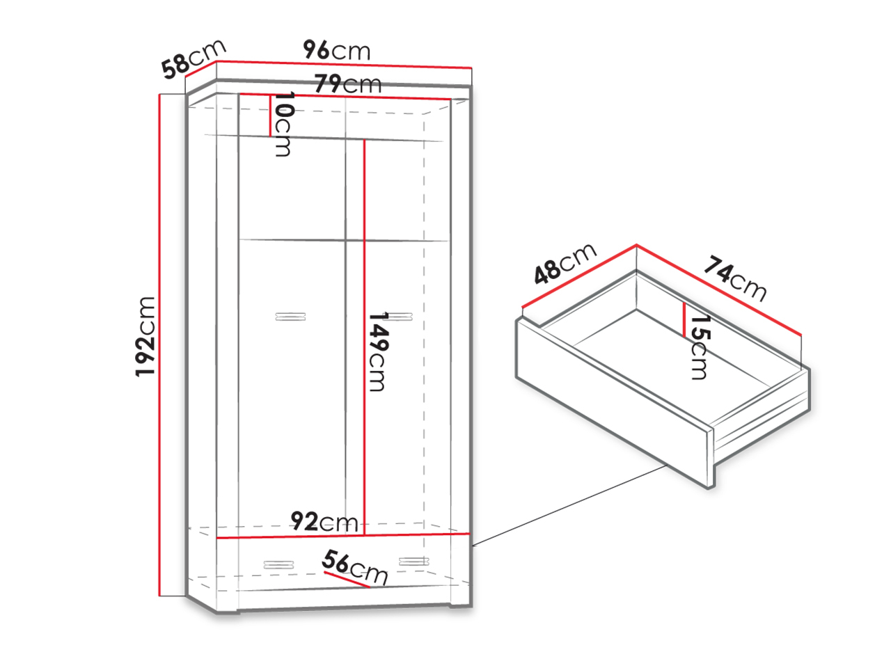 Kleiderschrank Serfeno 100 (Esche dunkel)