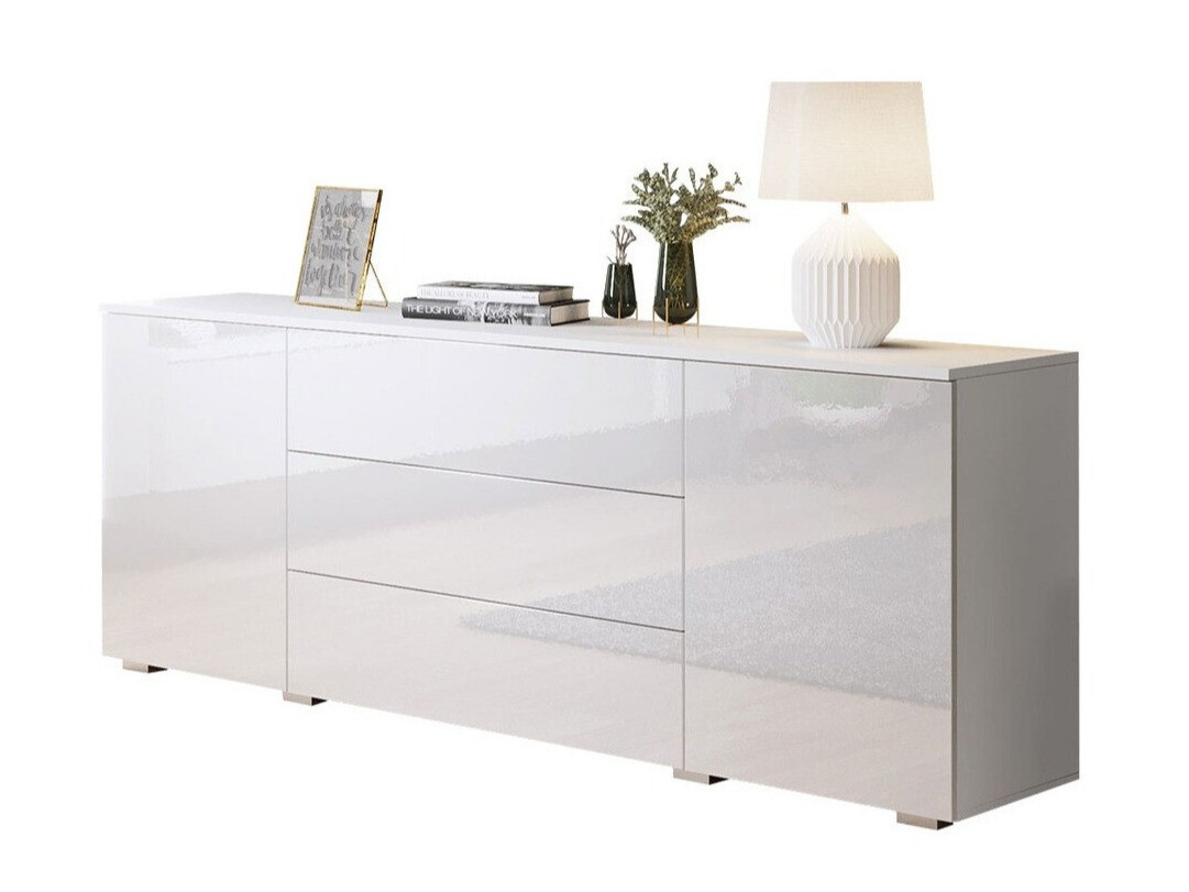 Kommode Sarasota 129 (Weiss + Weiss glänzend)