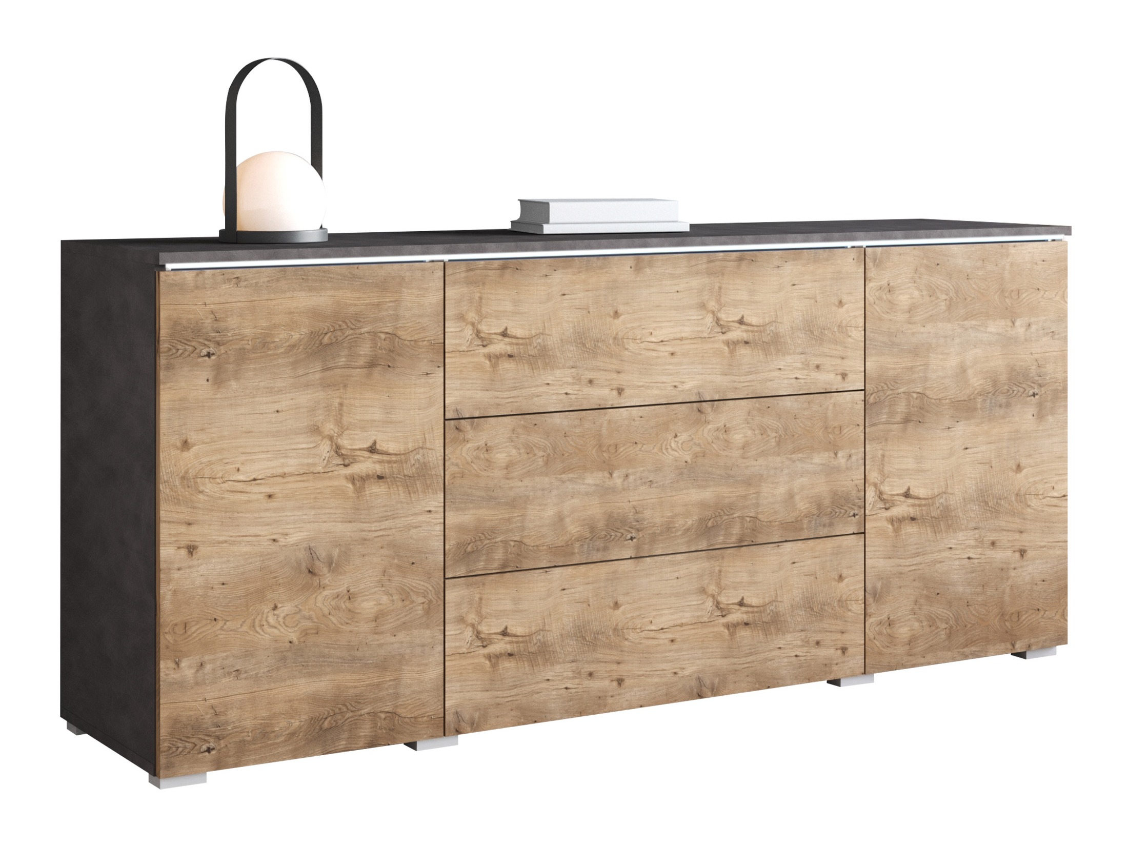 Kommoden Sarasota 142 (Matera grau + Kastanienholzoptik)