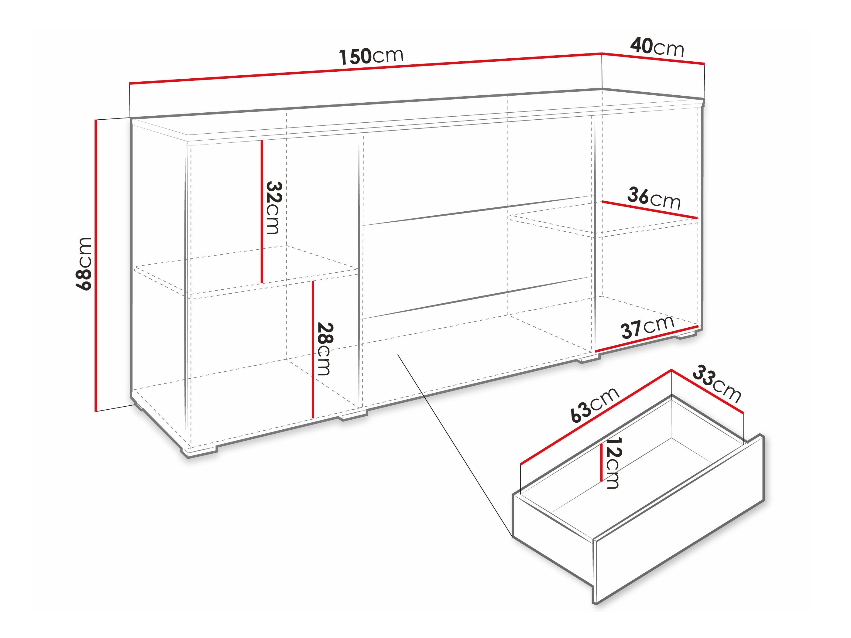 Kommoden Sarasota 142 (Wotan Eiche + Weiss glänzend)