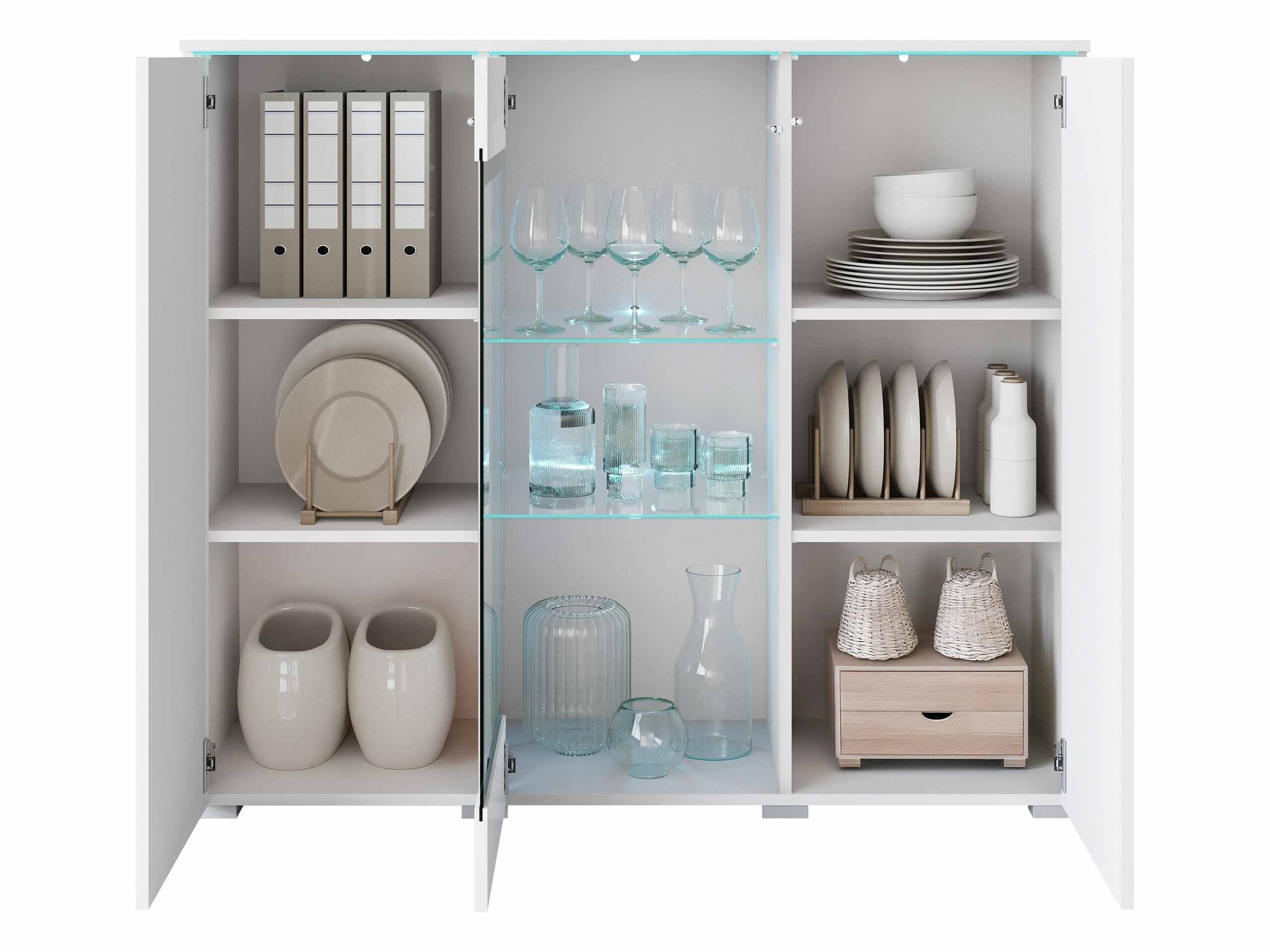Sideboard Sarasota 186 (Weiss + Weiss glänzend)