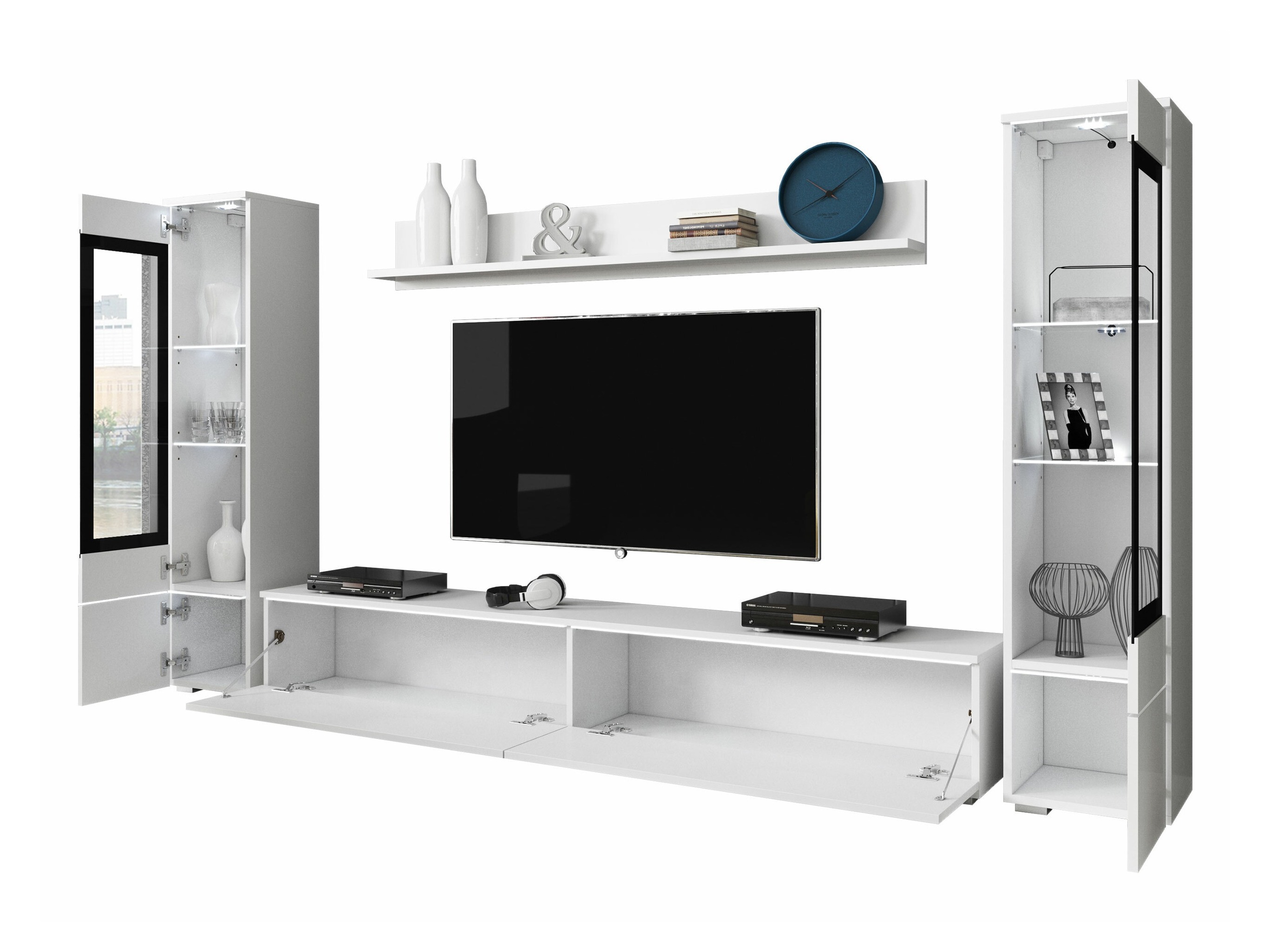 Wohnzimmer-Set Mirfivo 101 (Grau glänzend)