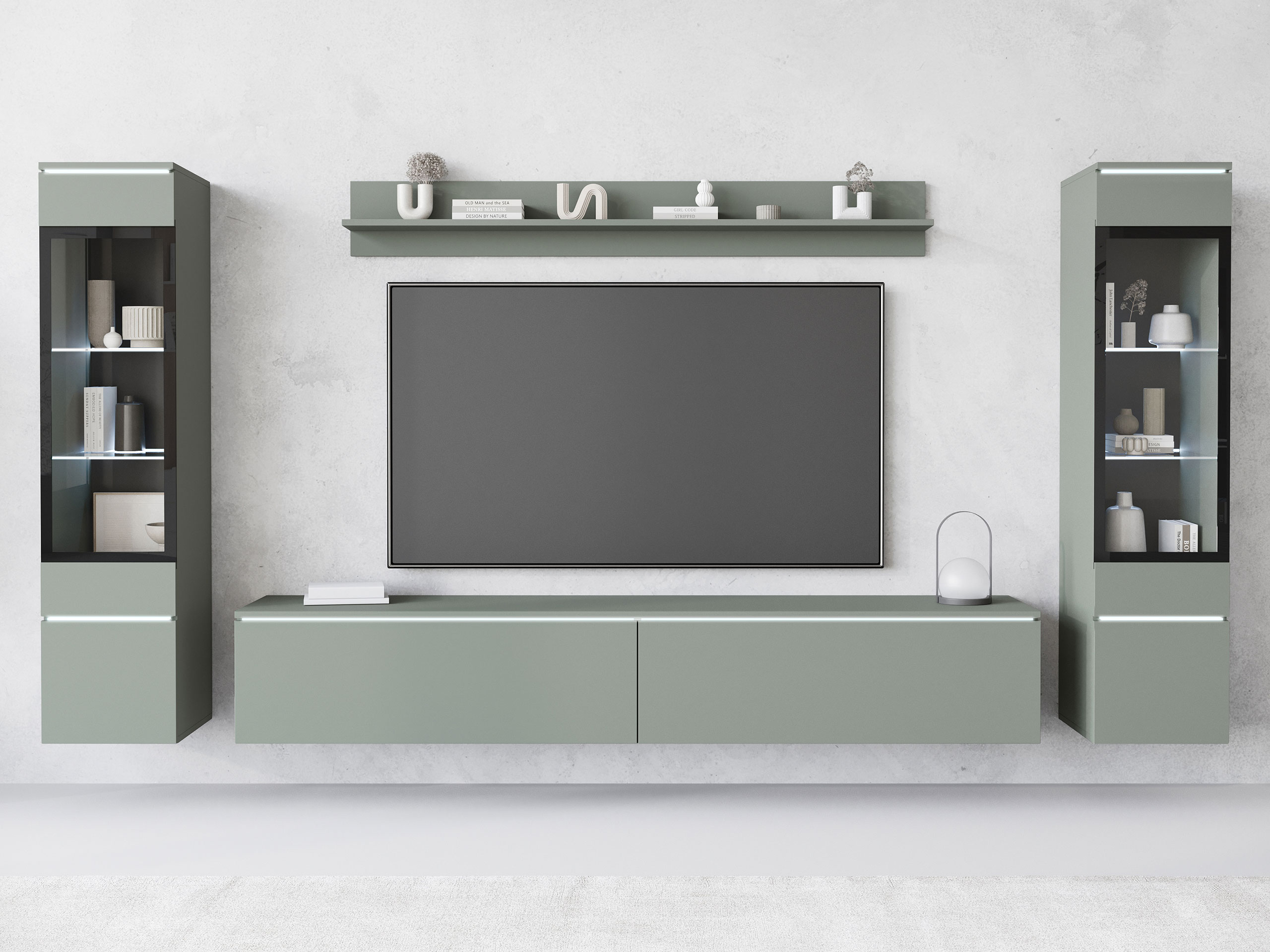 Wohnzimmer-Set Mirfivo 101 (Staubiges Grün)