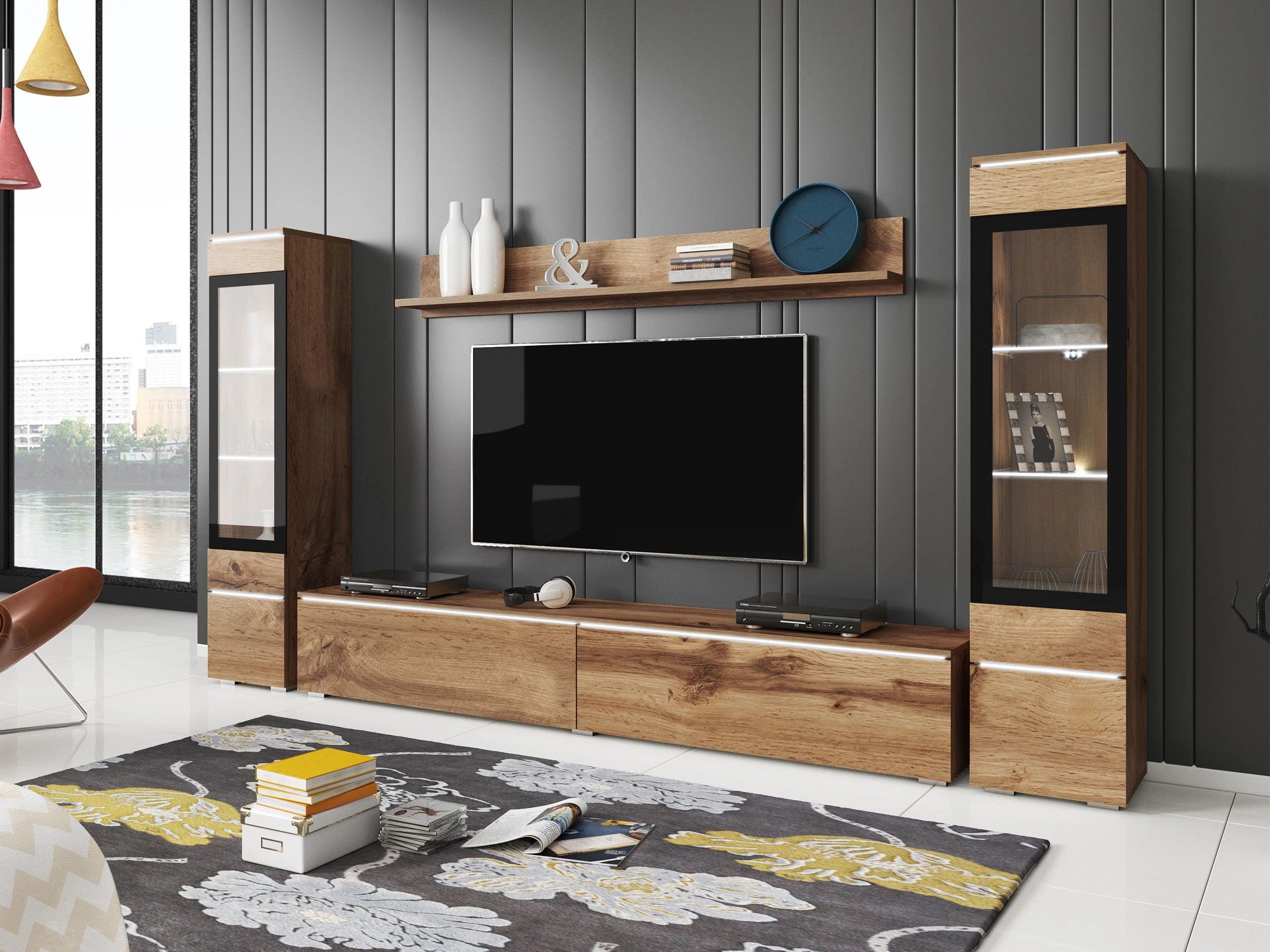 Wohnzimmer-Set Mirfivo 101 (Wotan-Eiche)
