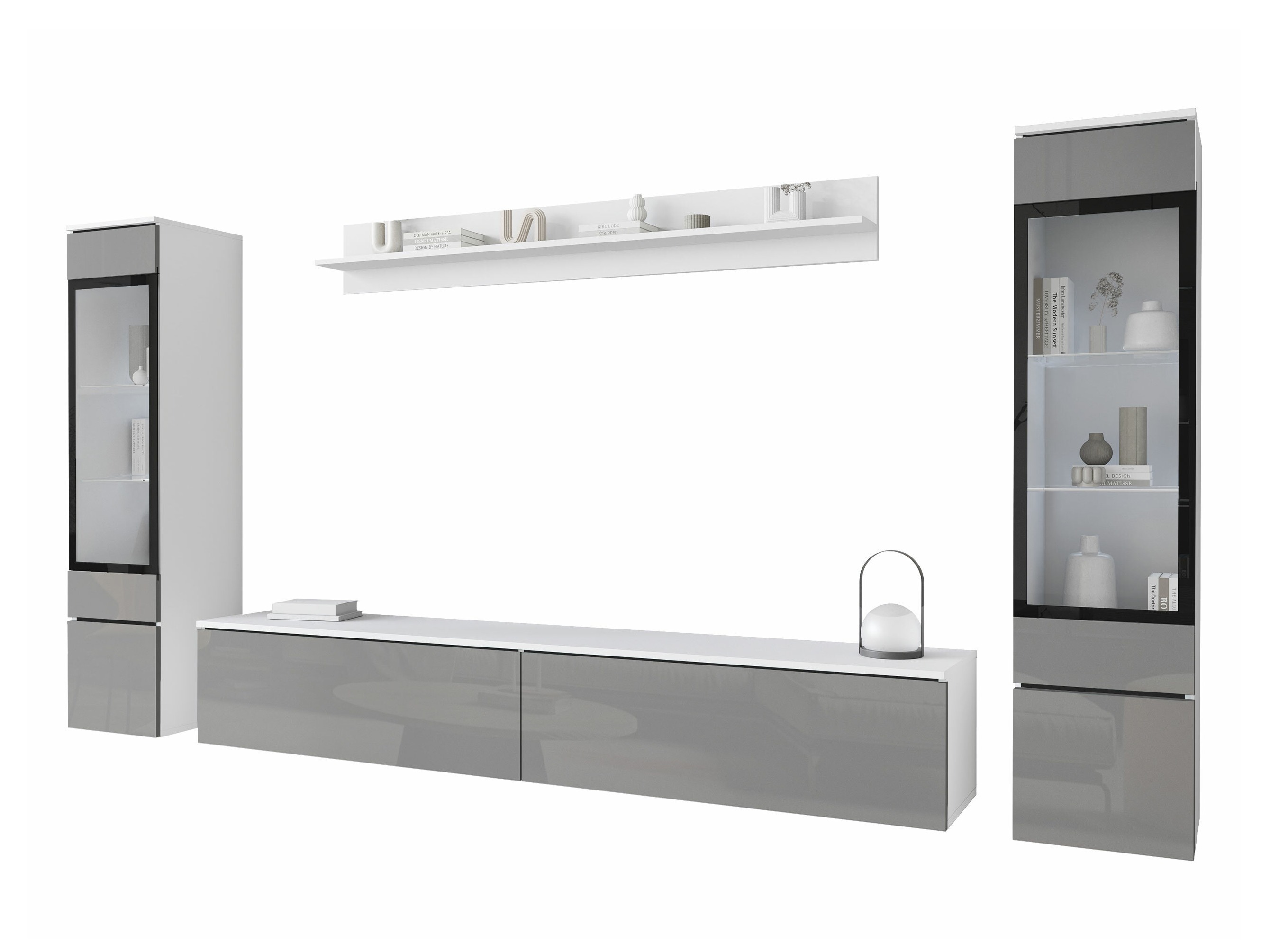 Wohnzimmer-Sets Mirfivo 101 (Grau glänzend)