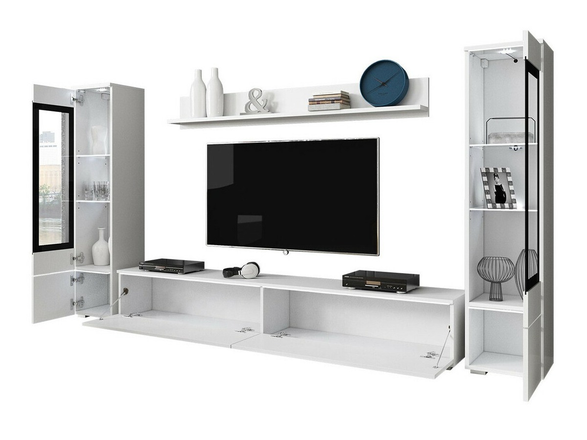 Wohnzimmer-Sets Mirfivo 101 (Wotan Eiche + Weiss glänzend)