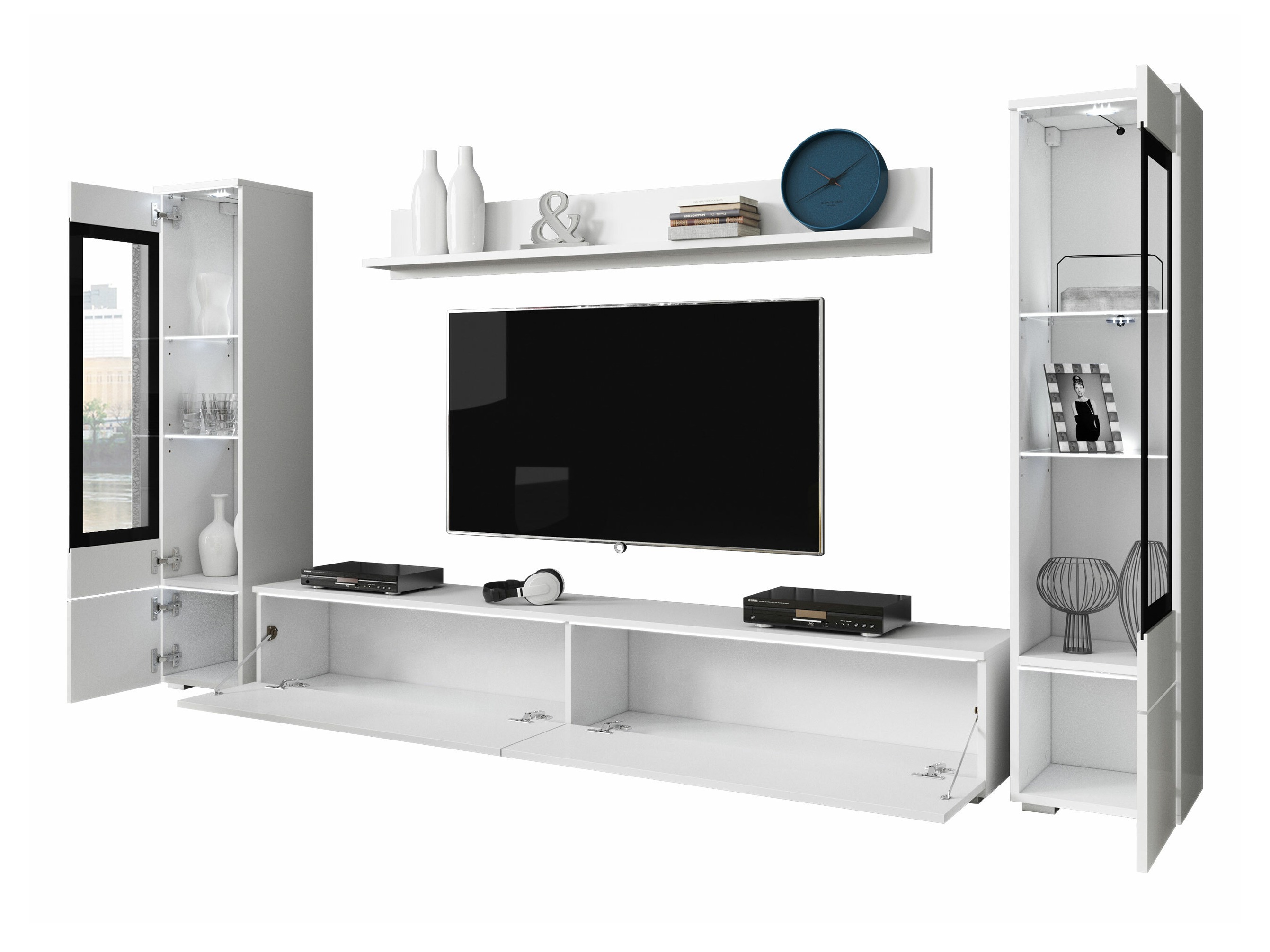 Wohnzimmer-Sets Sarasota 126 (Matera grau + Weiss glänzend)