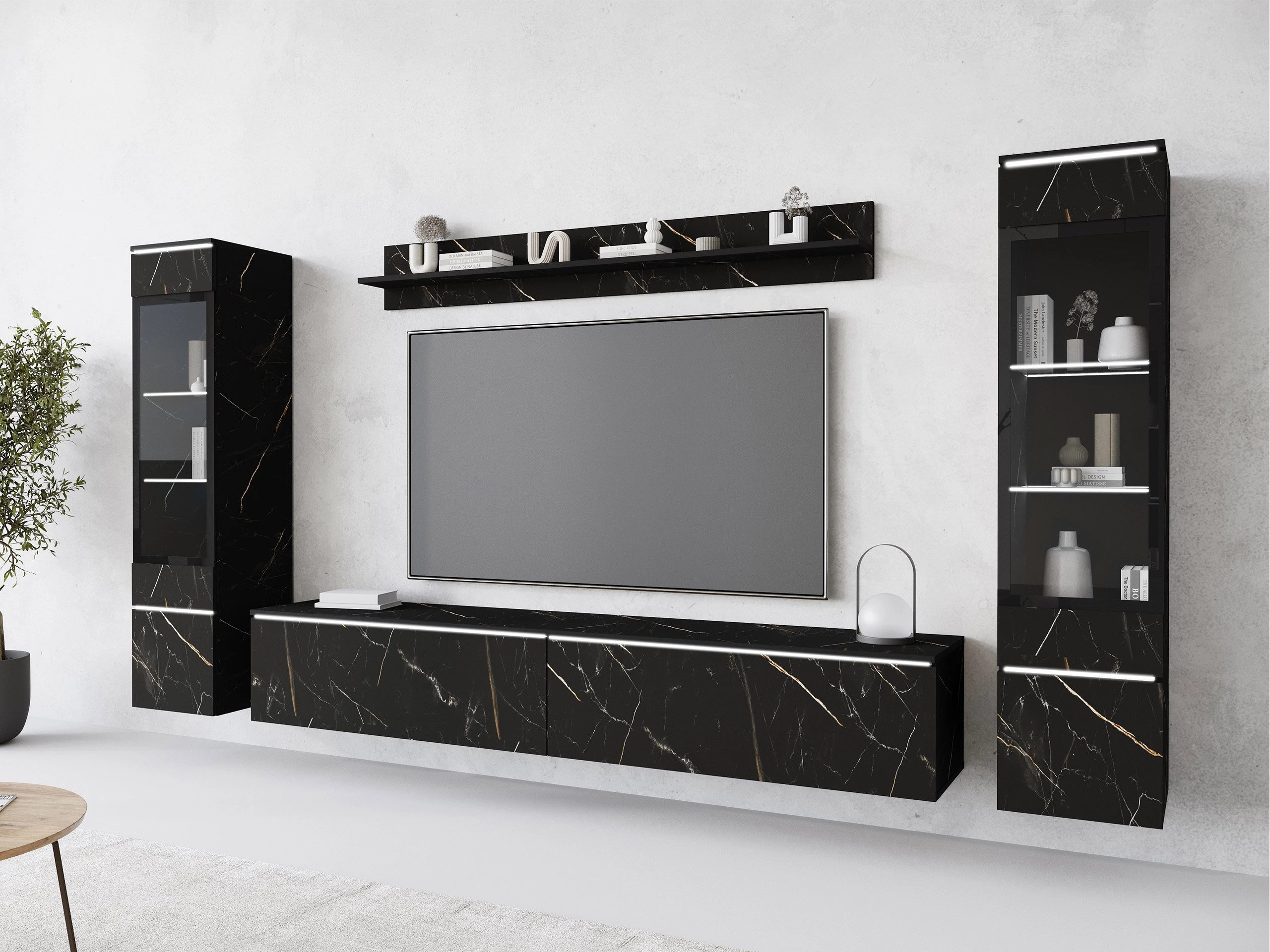 Wohnzimmer-Sets Sarasota 126 (Schwarzer Marmor)